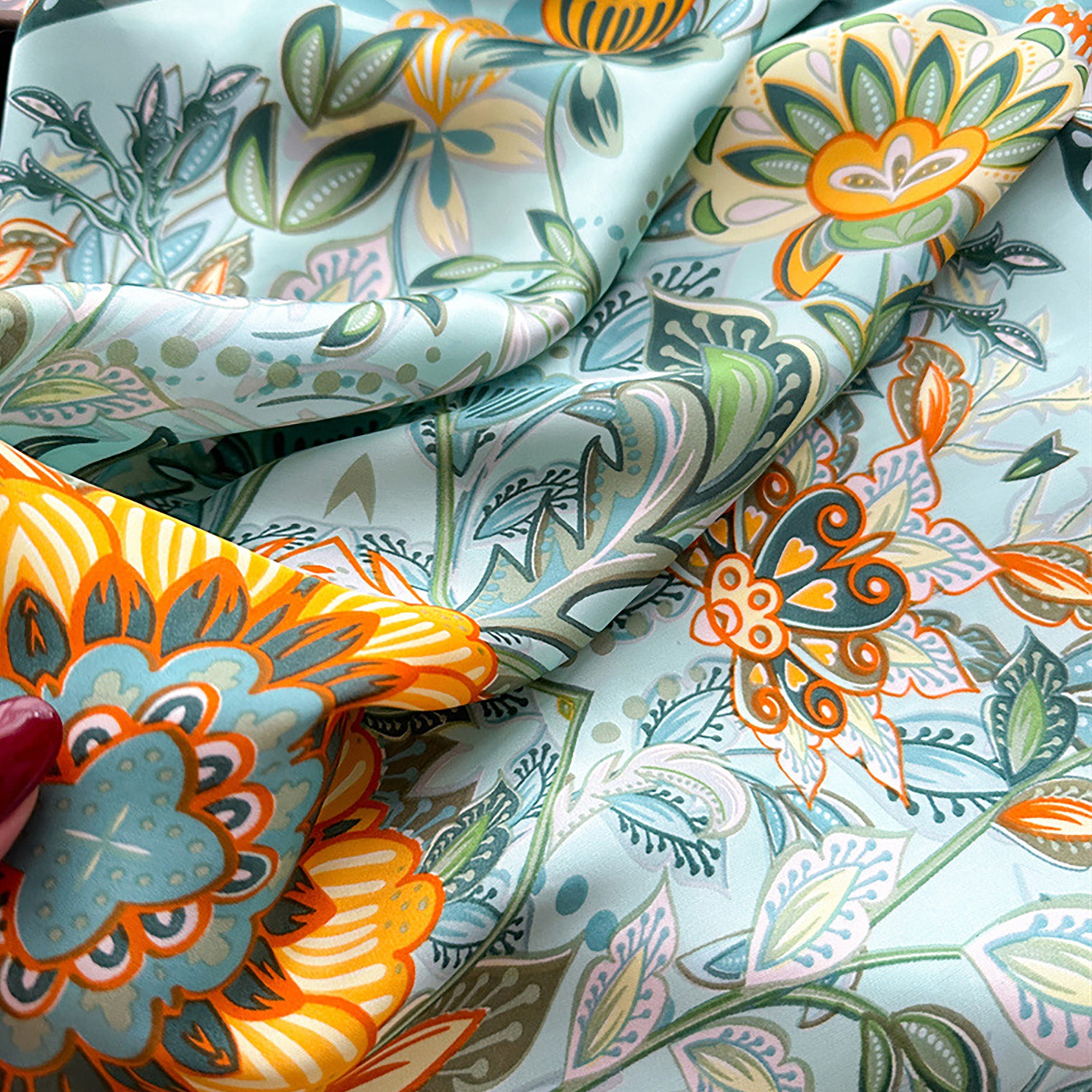 Anna-Kaci Floral Satin Square Scarf Lightweight Soft Feel 27.5¡Á27.5inches