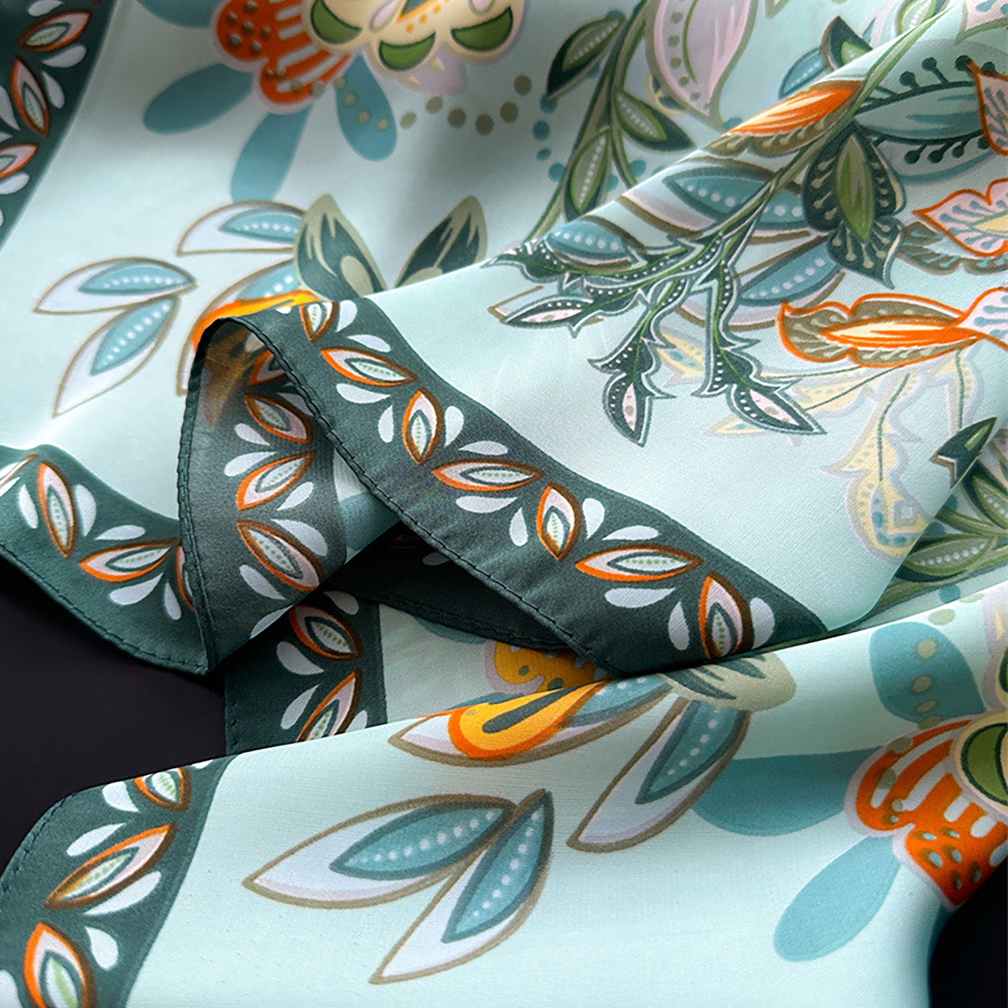 Anna-Kaci Floral Satin Square Scarf Lightweight Soft Feel 27.5¡Á27.5inches