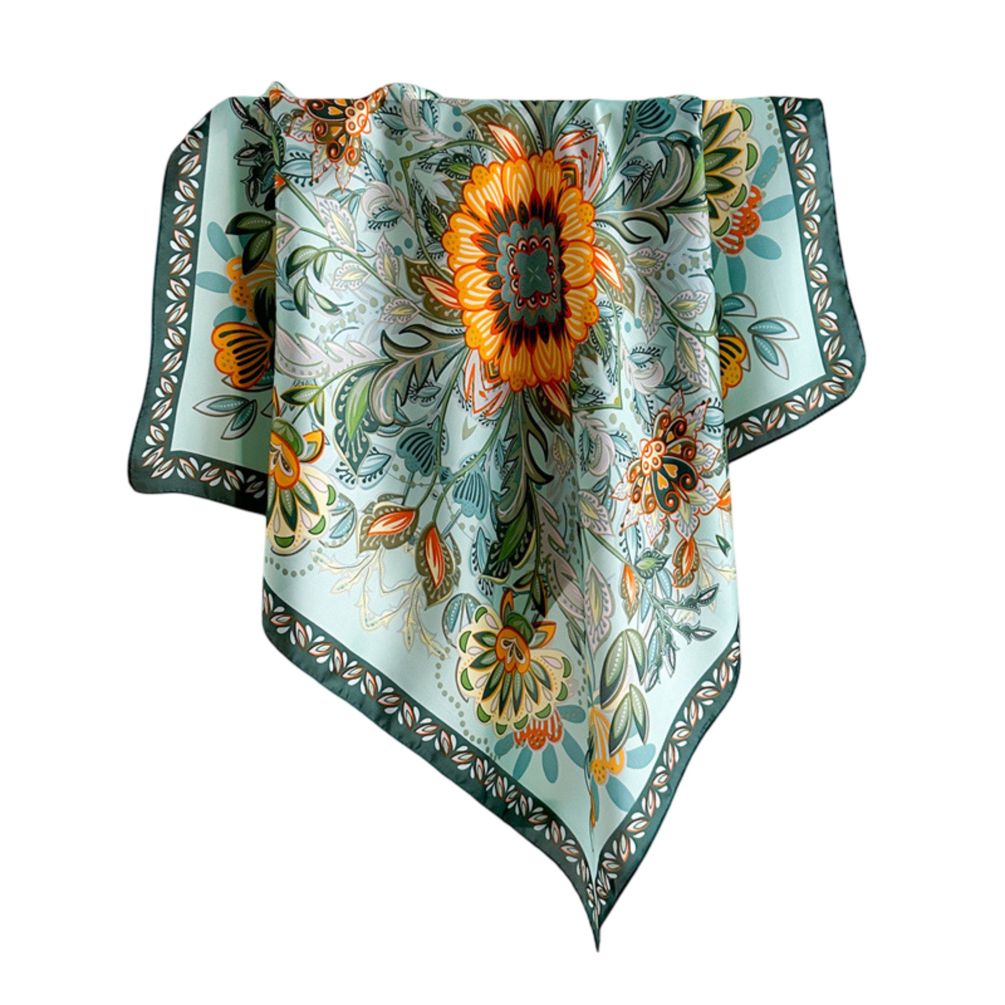 Anna-Kaci Floral Satin Square Scarf Lightweight Soft Feel 27.5¡Á27.5inches