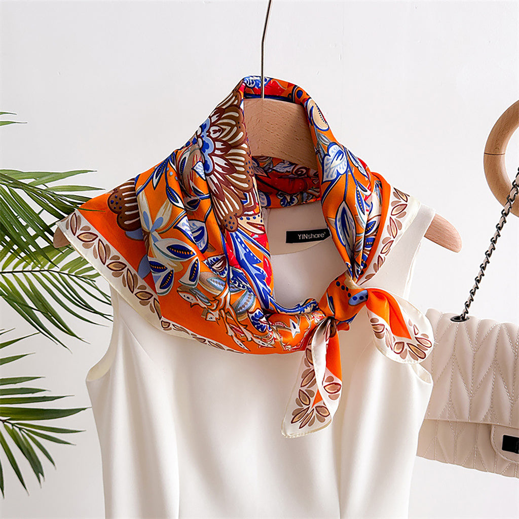 Anna-Kaci Floral Satin Square Scarf Lightweight Soft Feel 27.5¡Á27.5inches