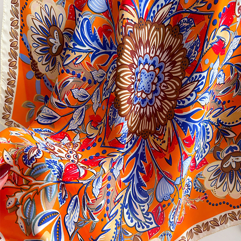 Anna-Kaci Floral Satin Square Scarf Lightweight Soft Feel 27.5¡Á27.5inches