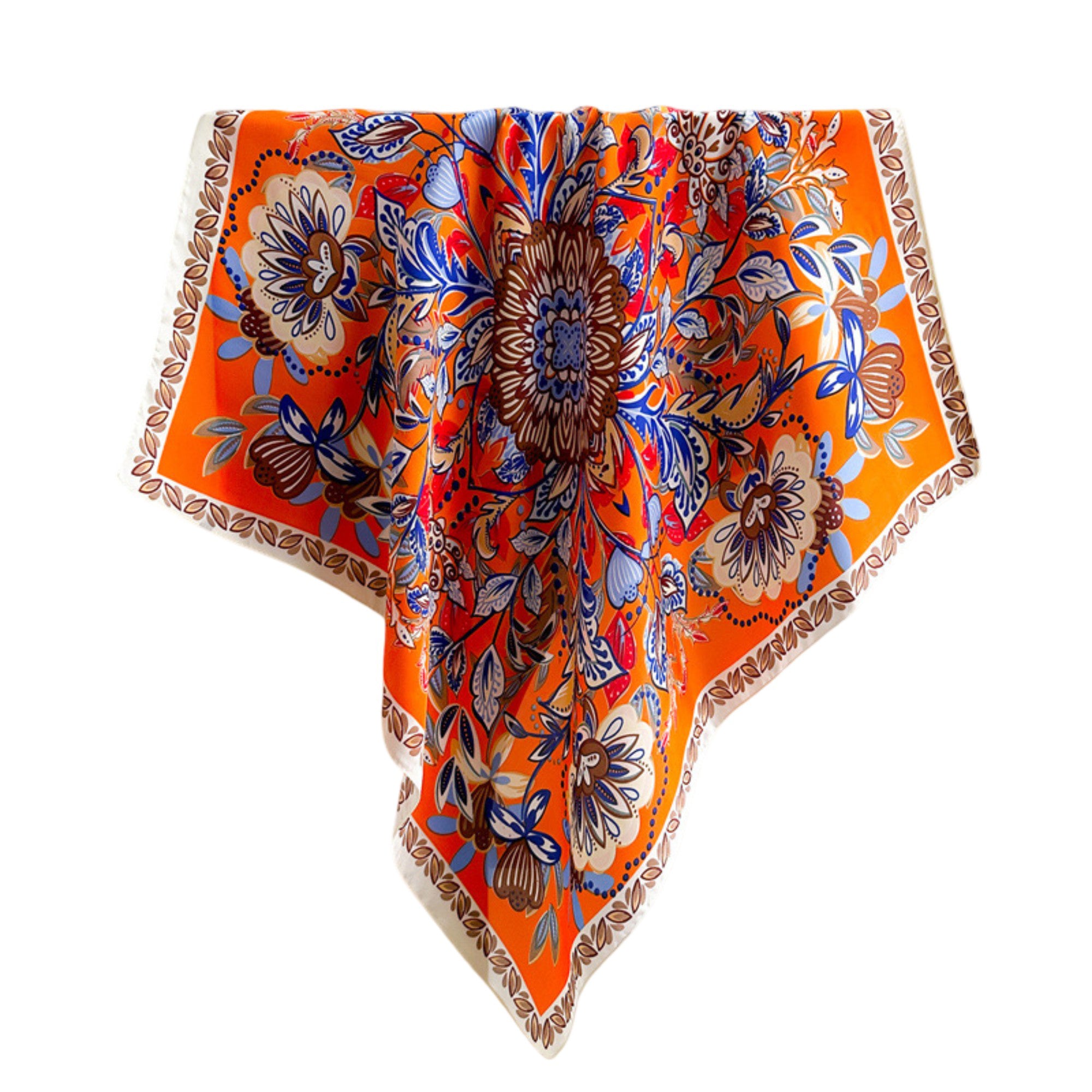 Anna-Kaci Floral Satin Square Scarf Lightweight Soft Feel 27.5¡Á27.5inches