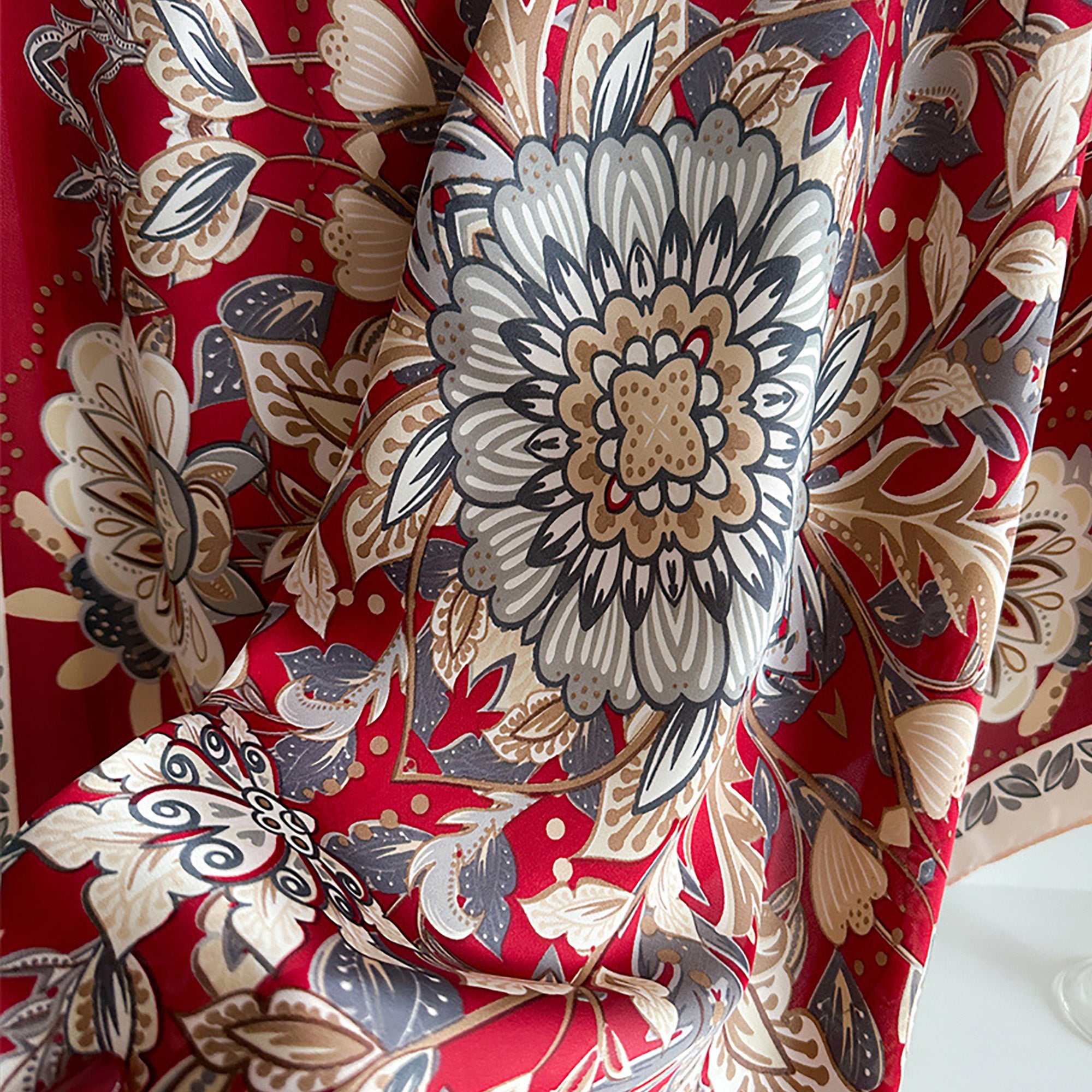 Anna-Kaci Floral Satin Square Scarf Lightweight Soft Feel 27.5¡Á27.5inches