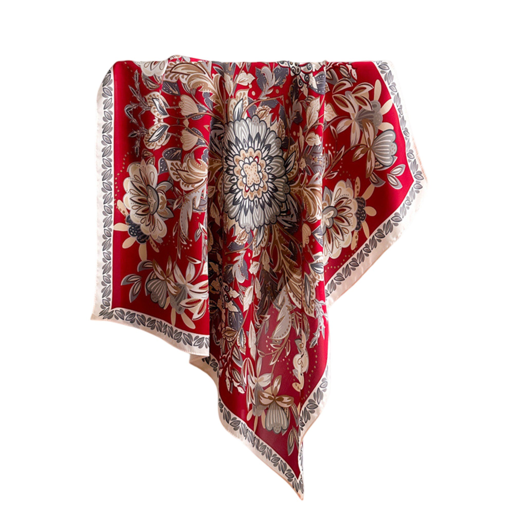 Anna-Kaci Floral Satin Square Scarf Lightweight Soft Feel 27.5¡Á27.5inches
