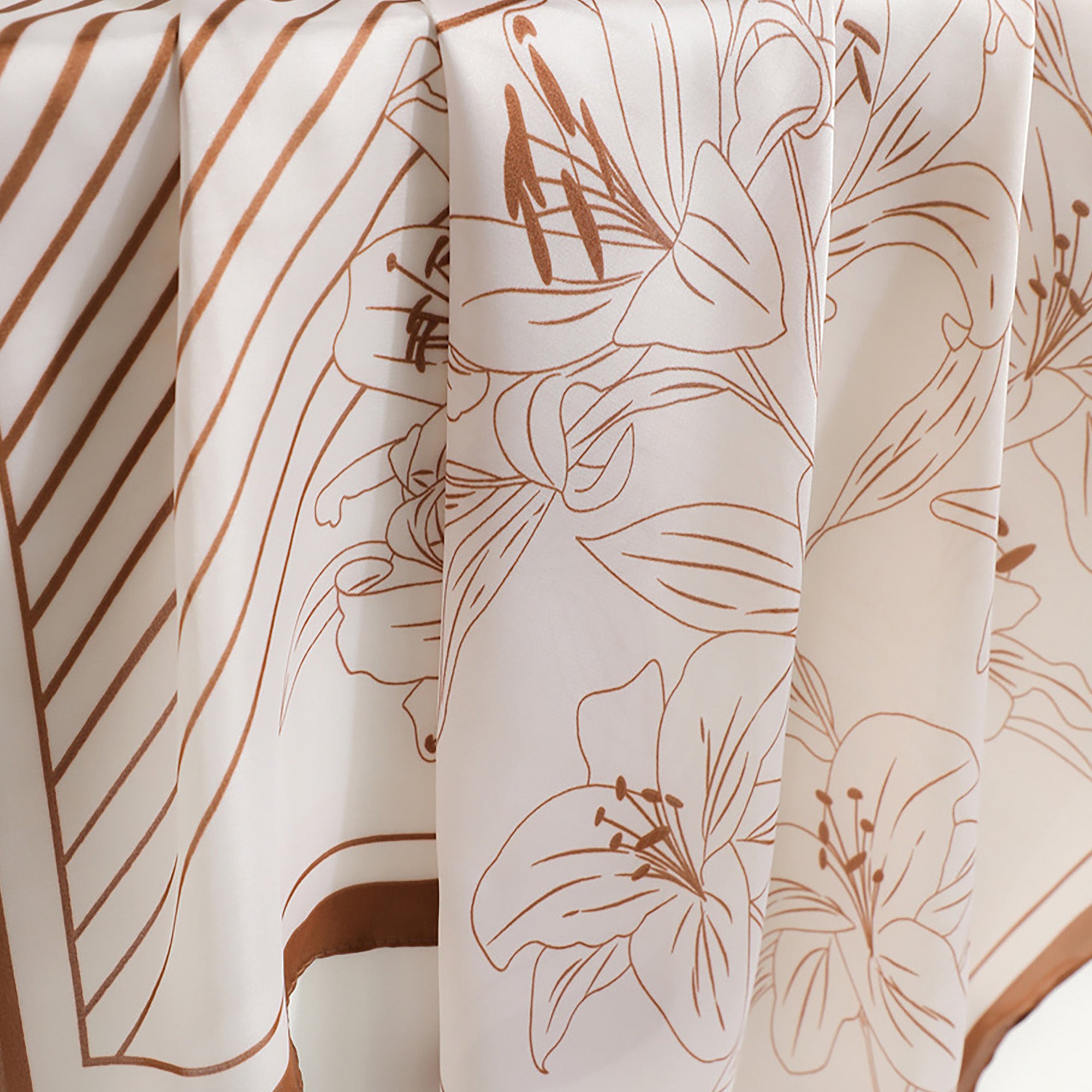 Anna-Kaci Womens Satin Square Scarf with Modern Floral Line Art 27.5¡Á27.5inches