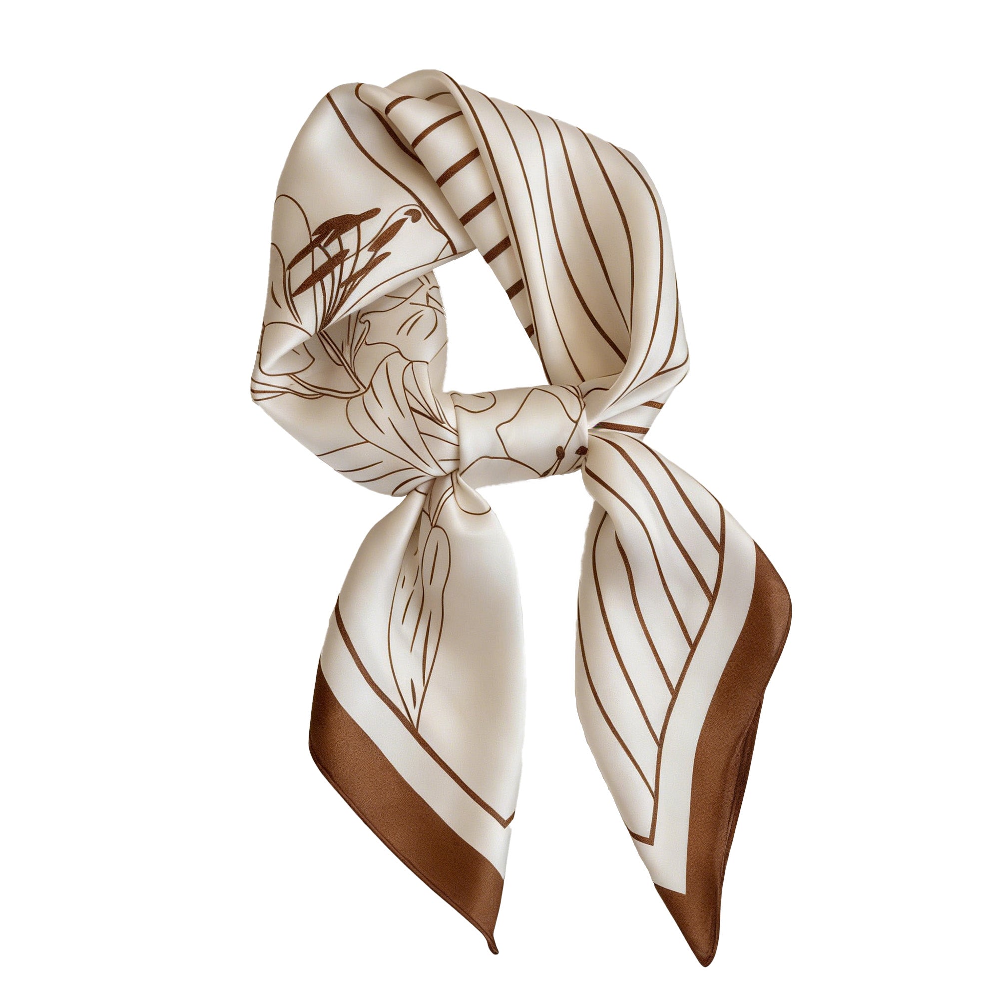 Anna-Kaci Womens Satin Square Scarf with Modern Floral Line Art 27.5¡Á27.5inches