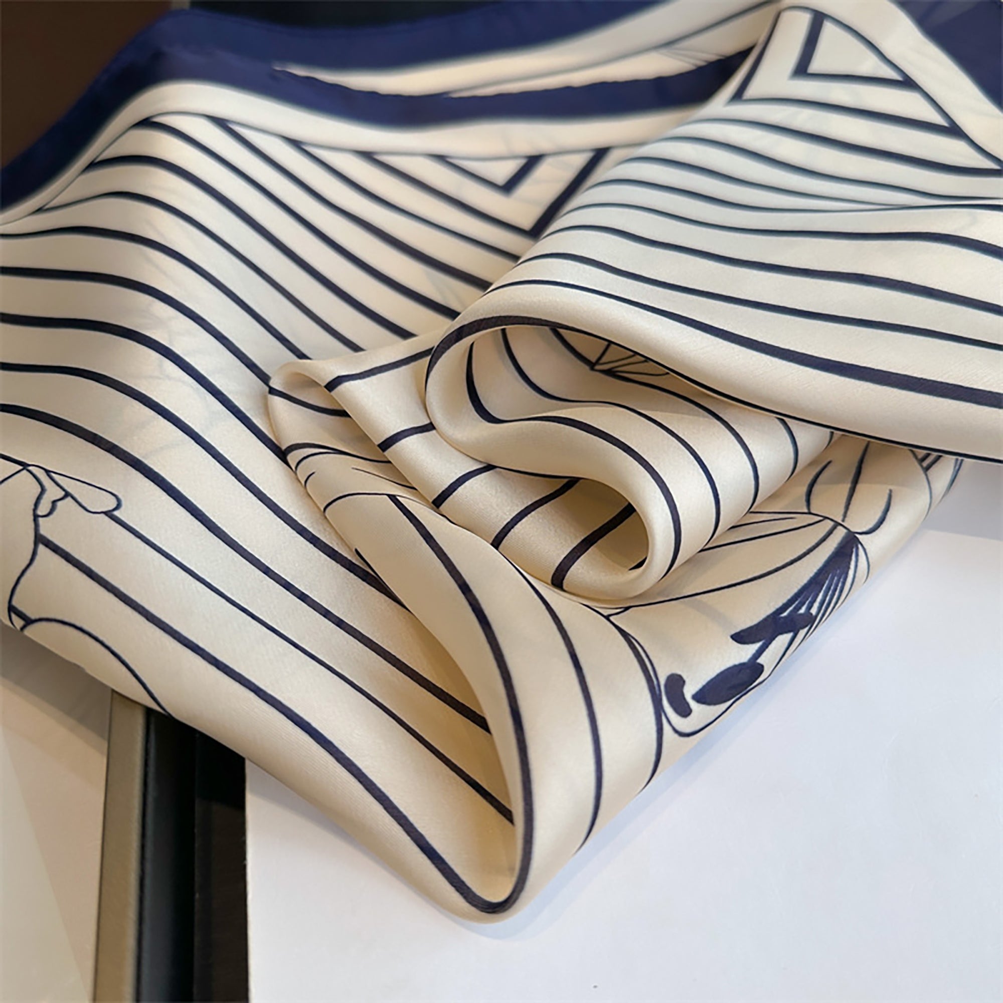Anna-Kaci Womens Satin Square Scarf with Modern Floral Line Art 27.5¡Á27.5inches