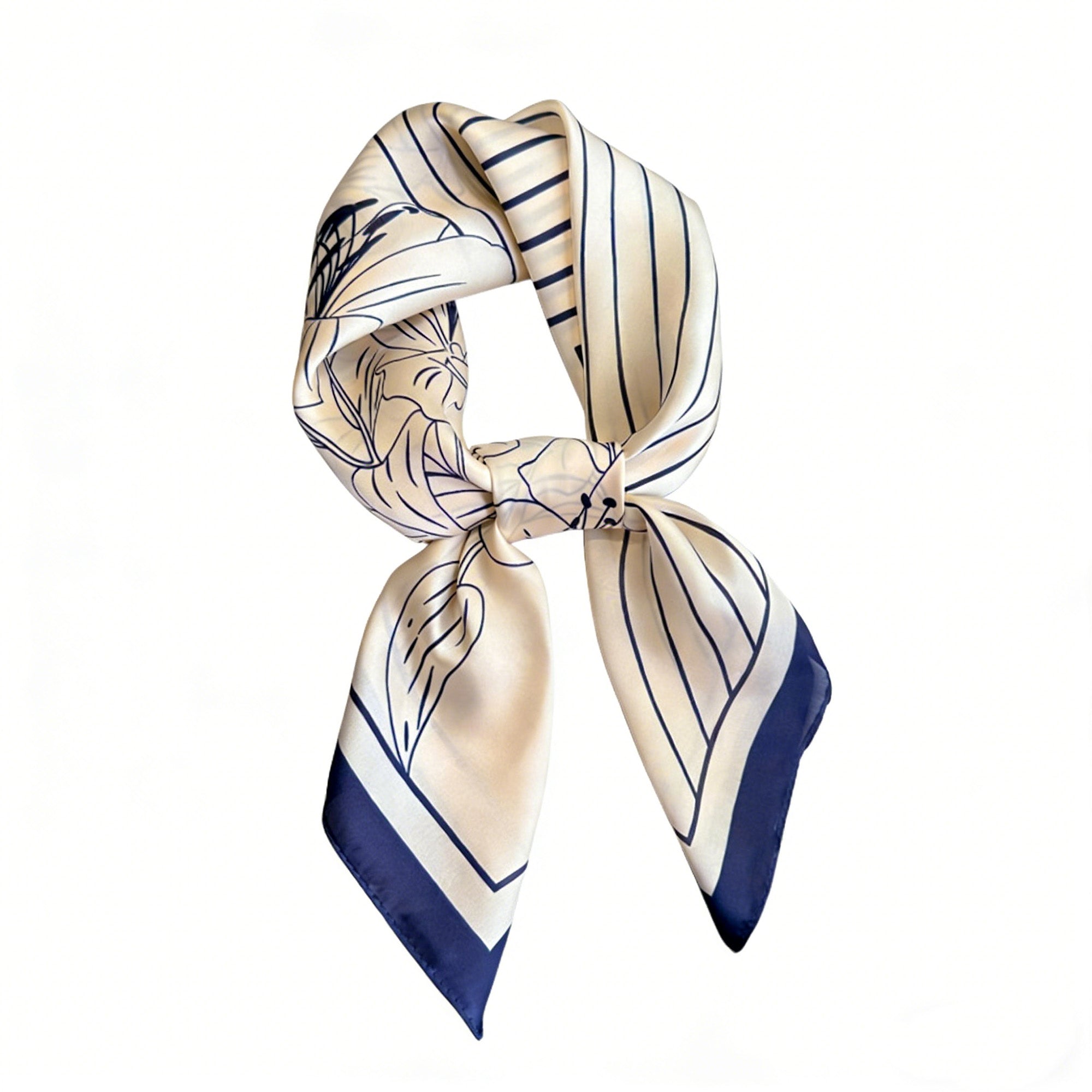 Anna-Kaci Womens Satin Square Scarf with Modern Floral Line Art 27.5¡Á27.5inches