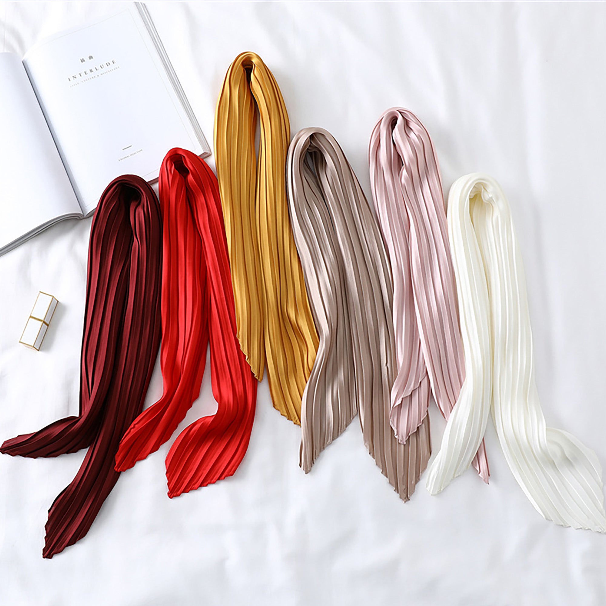 Anna-Kaci Womens Pleated Satin Scarf Soft Elegant Accessory 26.8¡Á21.6inches