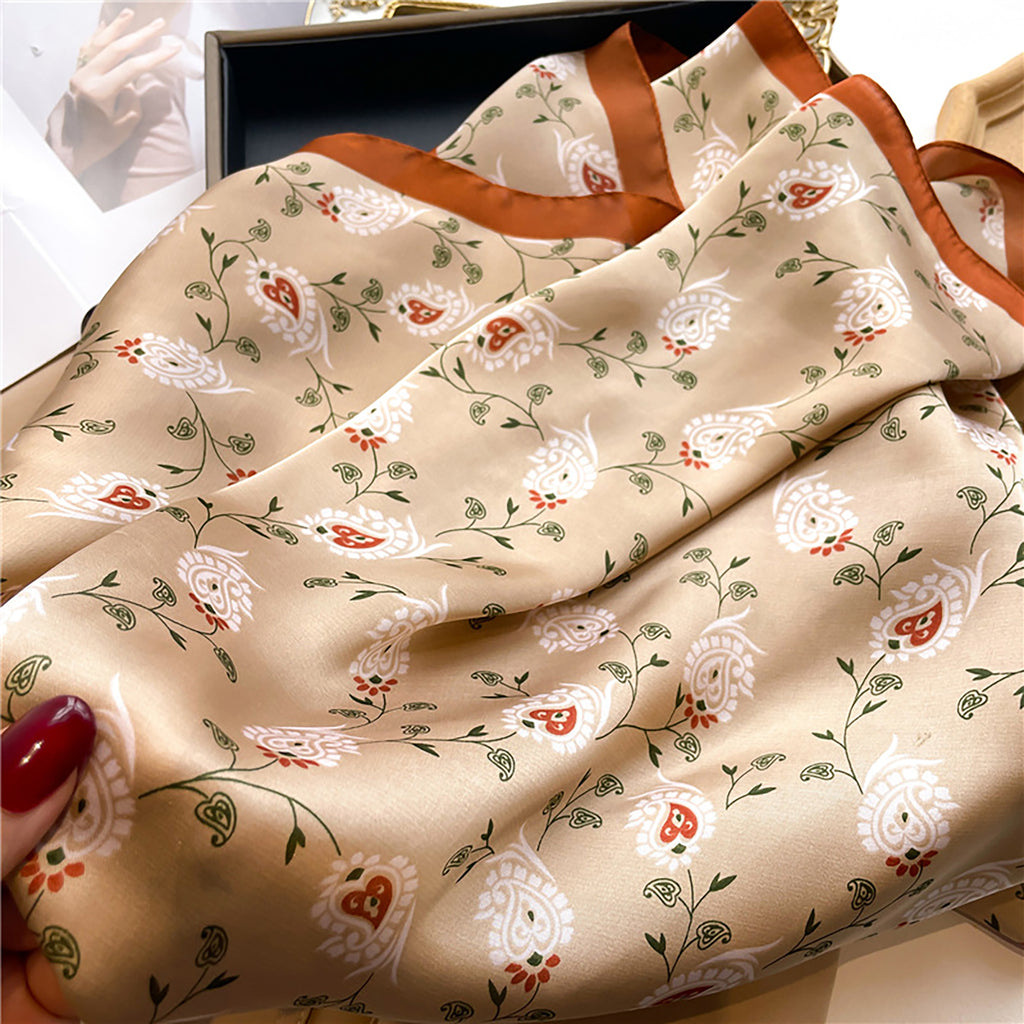Anna-Kaci Womens Satin Square Scarf with Vintage Floral Print 27.5¡Á27.5inches