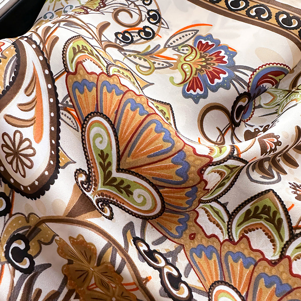 Anna-Kaci Satin Square Scarf with Vintage Paisley Floral Print 27.5¡Á27.5inches