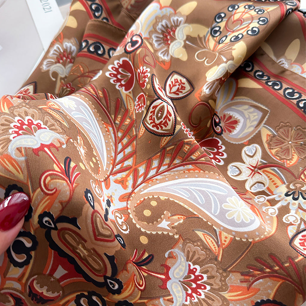 Anna-Kaci Satin Square Scarf with Vintage Paisley Floral Print 27.5¡Á27.5inches