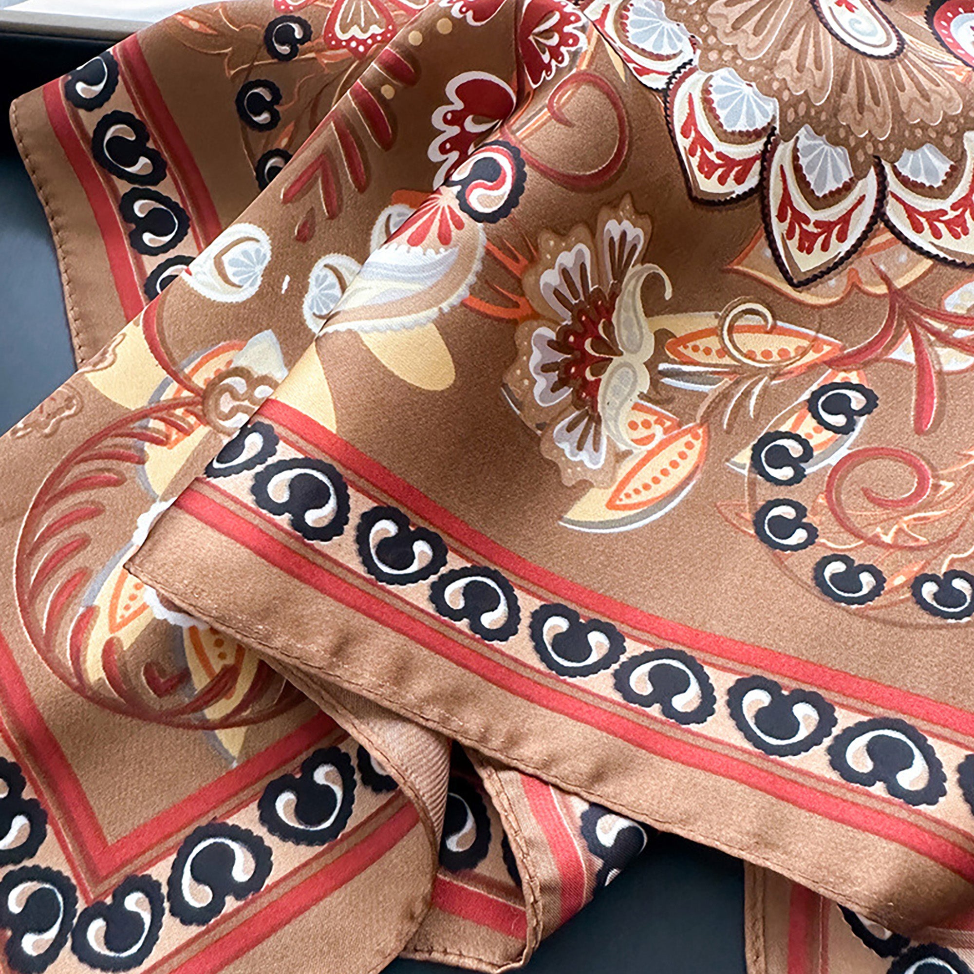 Anna-Kaci Satin Square Scarf with Vintage Paisley Floral Print 27.5¡Á27.5inches