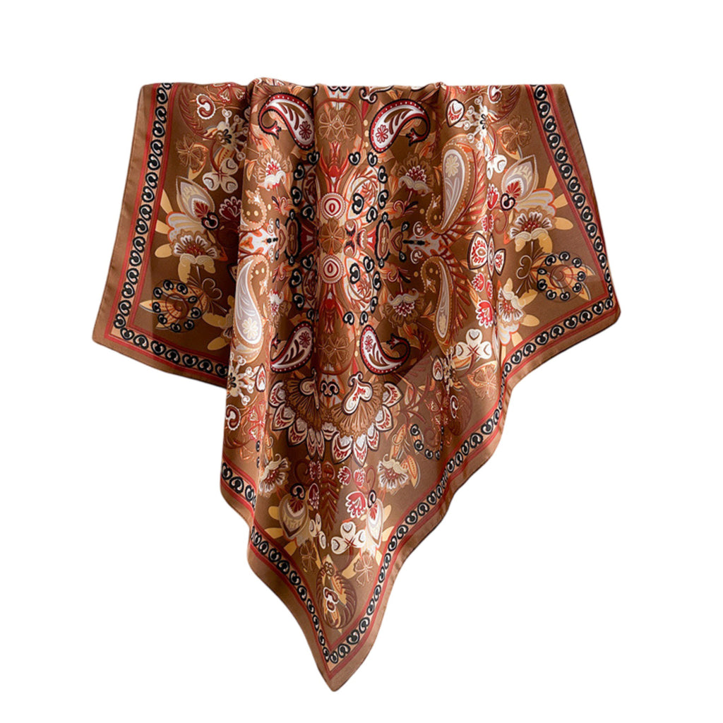 Anna-Kaci Satin Square Scarf with Vintage Paisley Floral Print 27.5¡Á27.5inches
