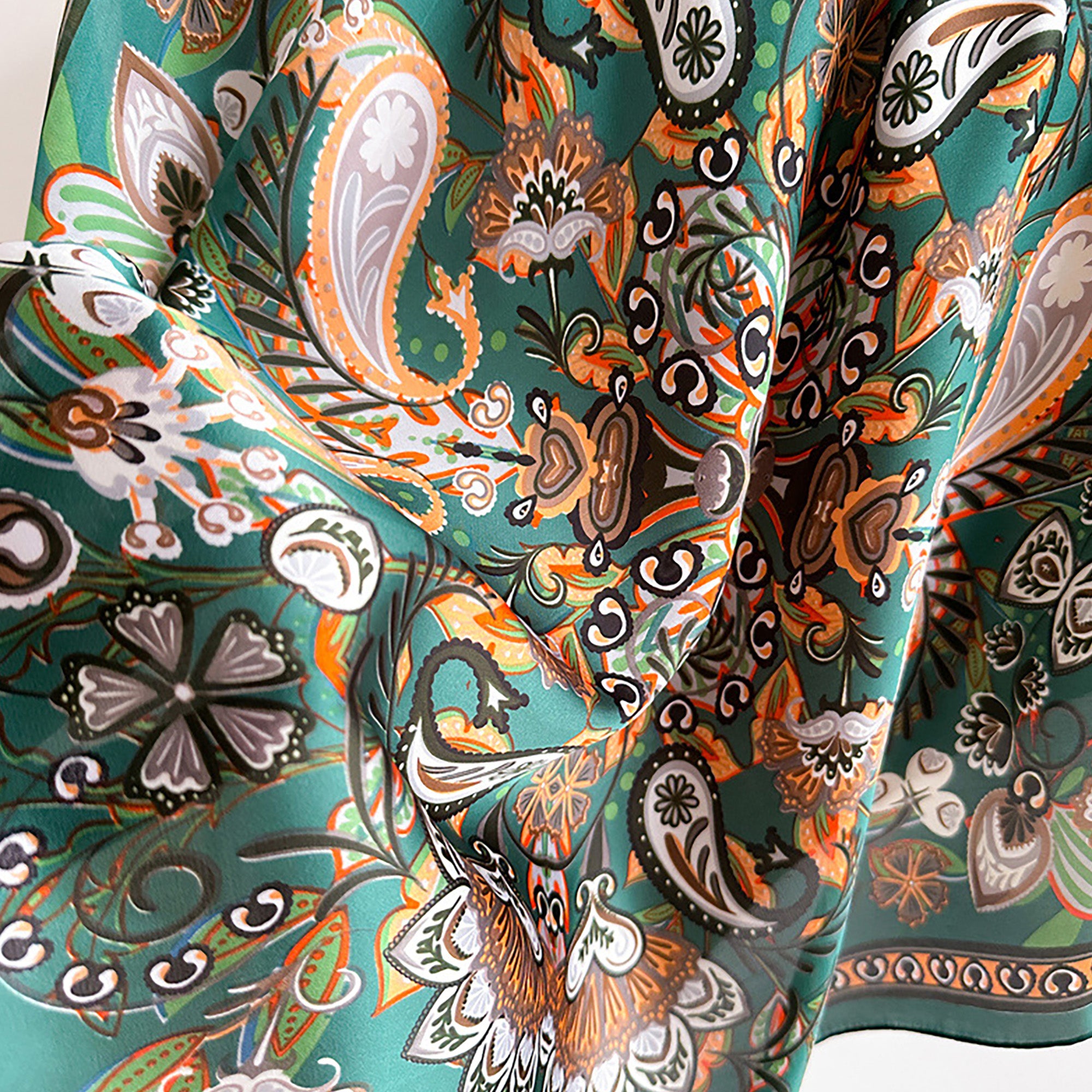 Anna-Kaci Satin Square Scarf with Vintage Paisley Floral Print 27.5¡Á27.5inches