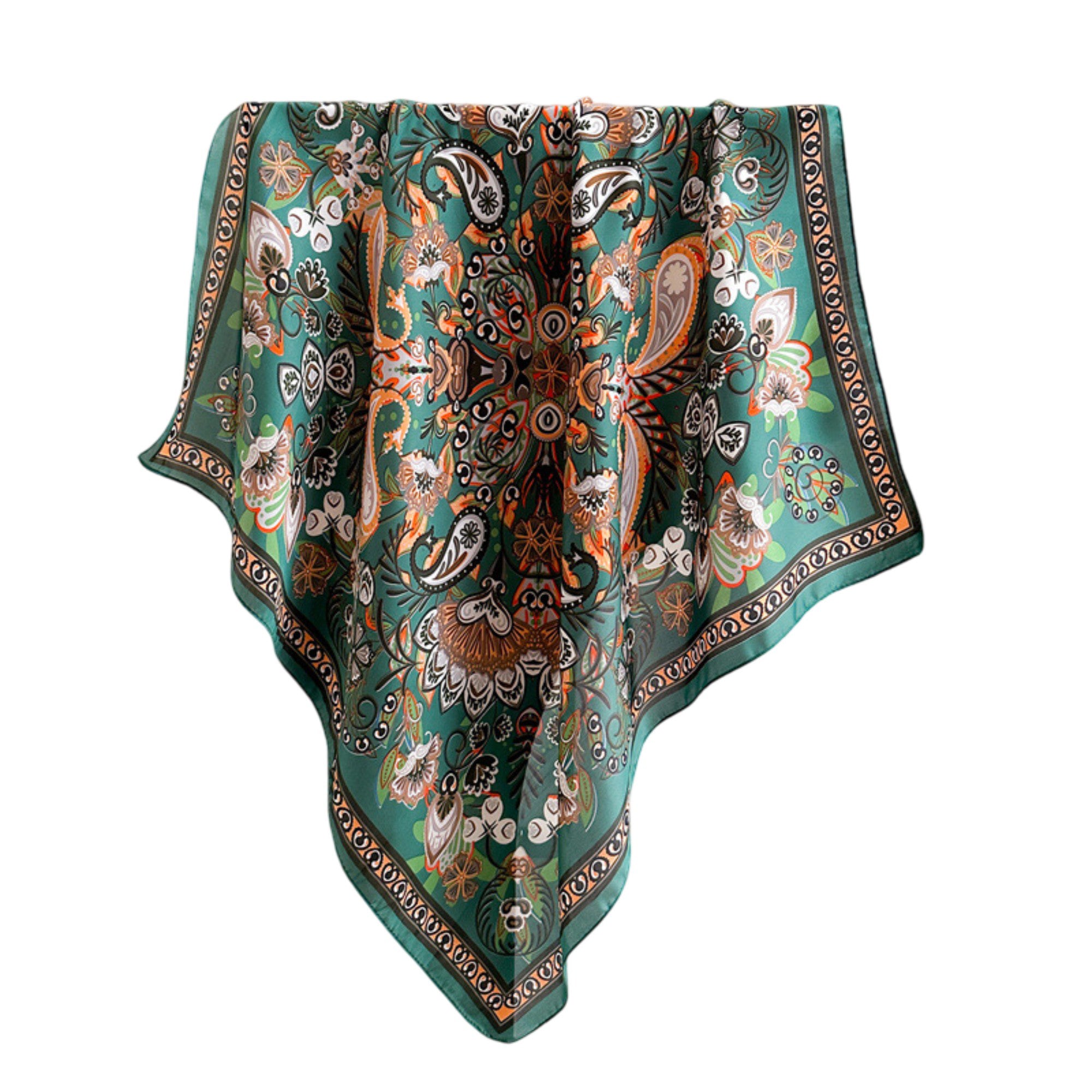 Anna-Kaci Satin Square Scarf with Vintage Paisley Floral Print 27.5¡Á27.5inches