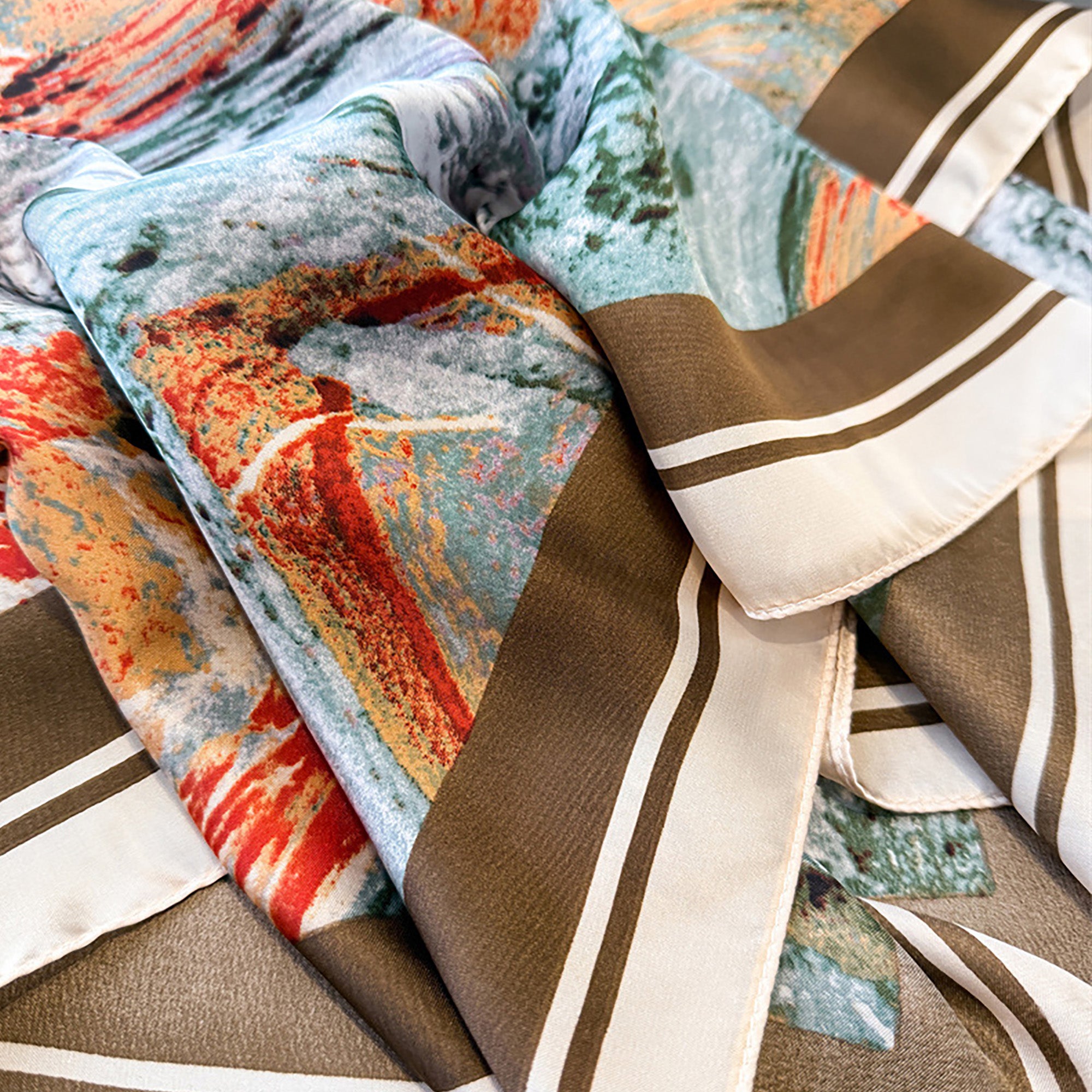 Anna-Kaci Womens Satin Square Scarf with Abstract Marble Print 35.4¡Á35.4inches