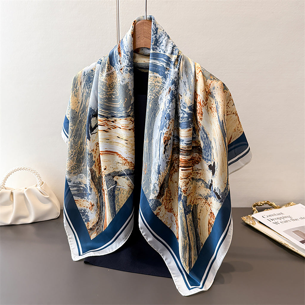 Anna-Kaci Womens Satin Square Scarf with Abstract Marble Print 35.4¡Á35.4inches