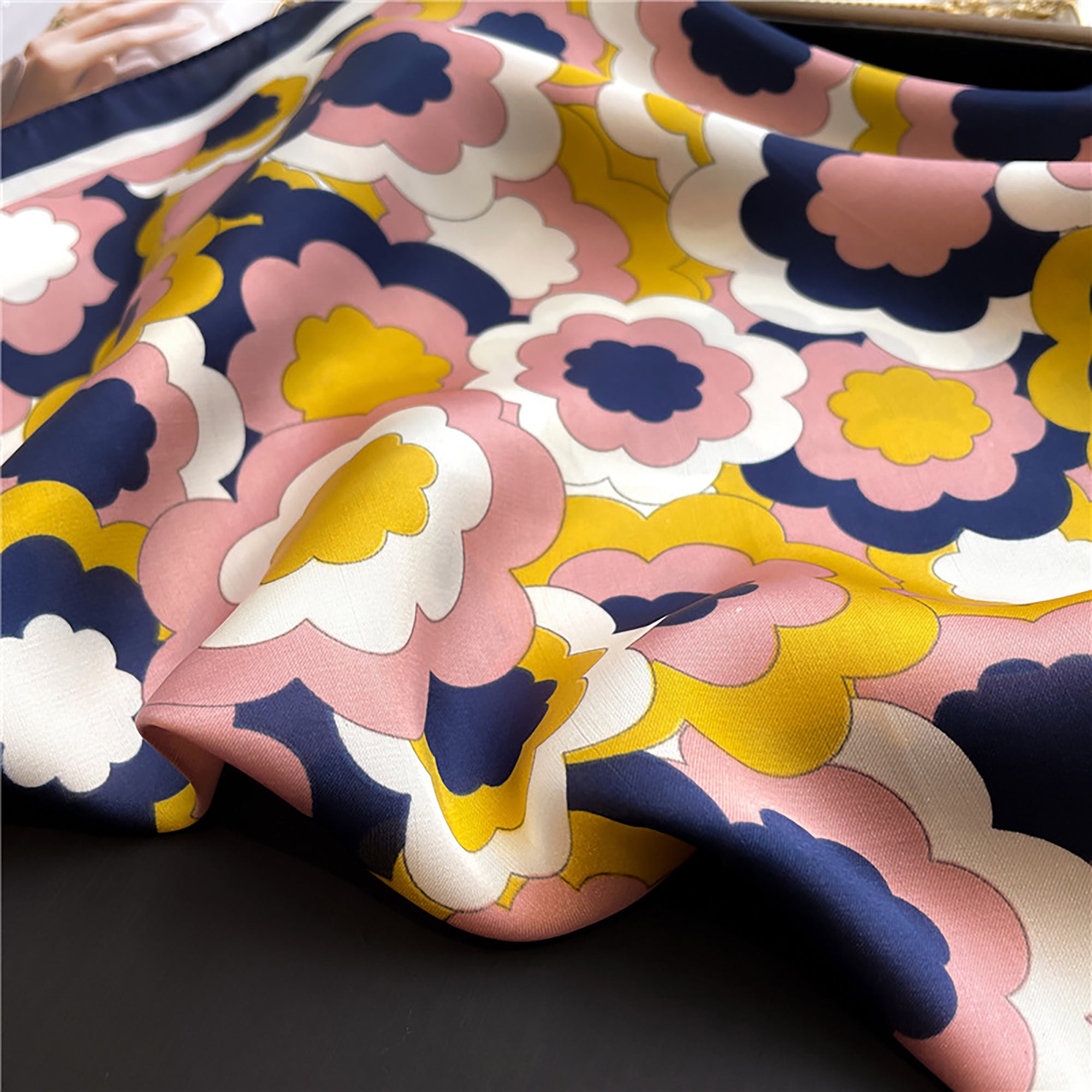 Anna-Kaci Womens Satin Square Scarf Floral Pattern Neck Bag Accessory 27.5¡Á27.5inches