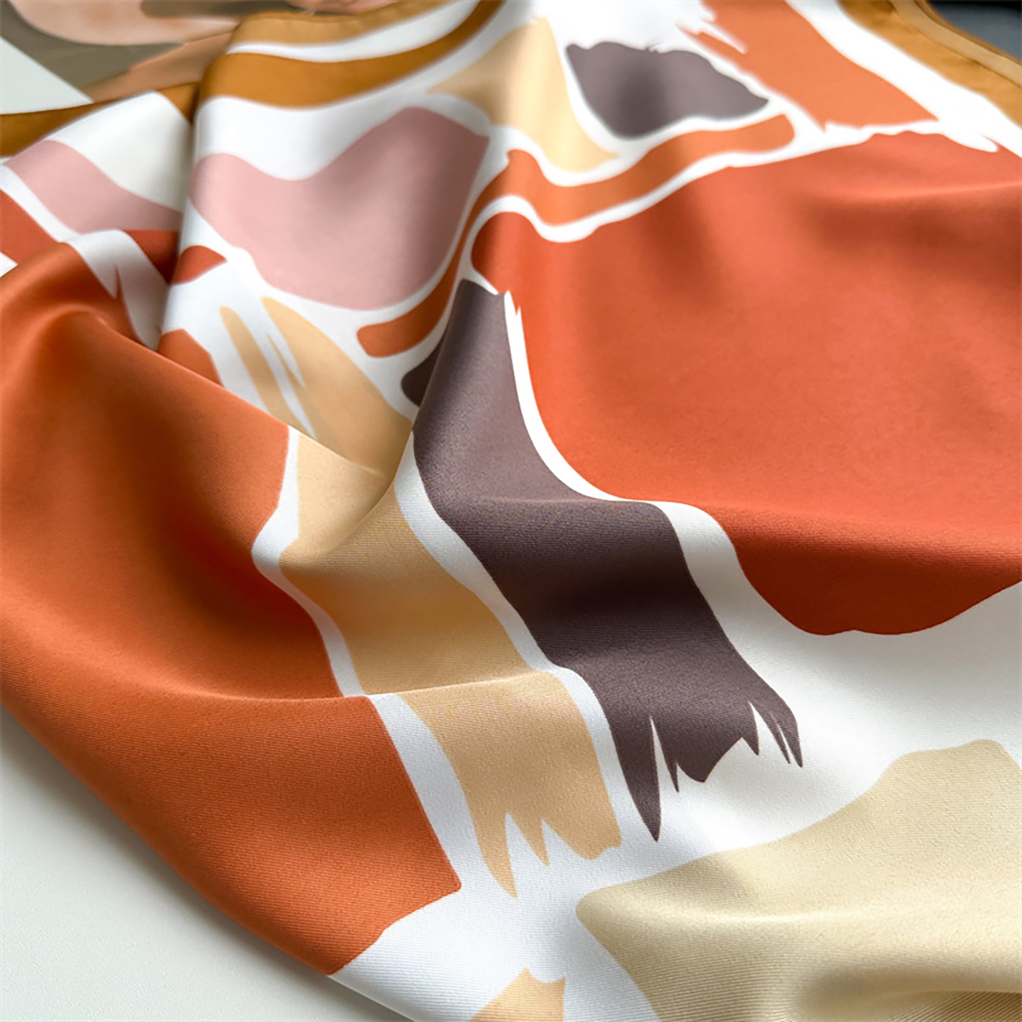 Anna-Kaci Womens Satin Square Scarf Abstract Color Block Print 35.4¡Á35.4inches
