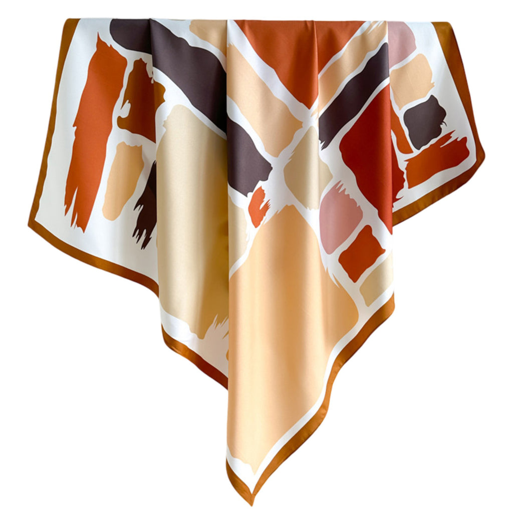 Anna-Kaci Womens Satin Square Scarf Abstract Color Block Print 35.4¡Á35.4inches