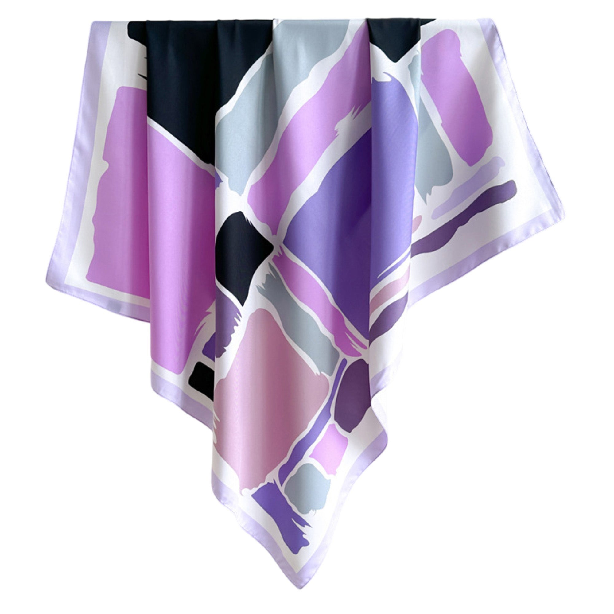 Anna-Kaci Womens Satin Square Scarf Abstract Color Block Print 35.4¡Á35.4inches