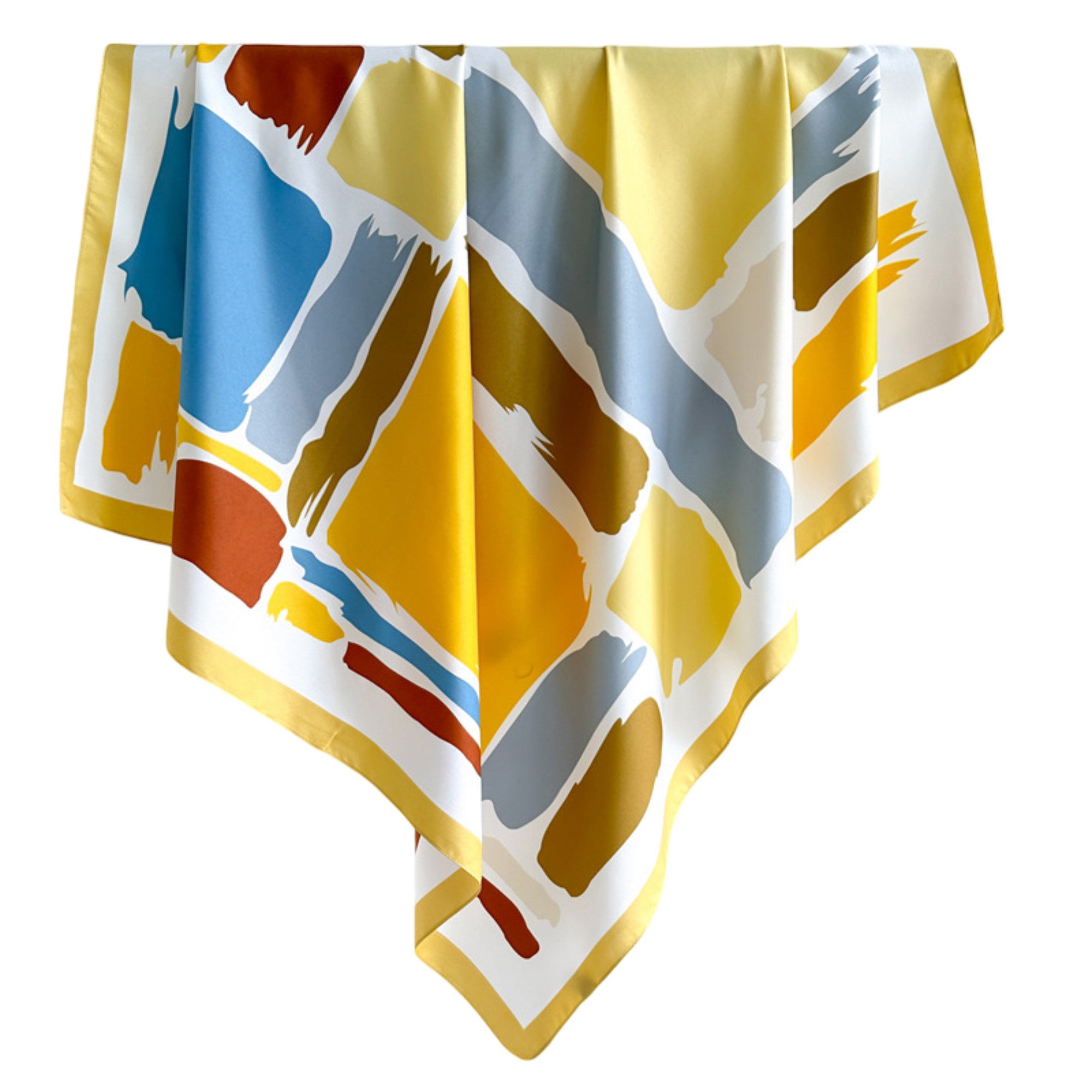 Anna-Kaci Womens Satin Square Scarf Abstract Color Block Print 35.4¡Á35.4inches