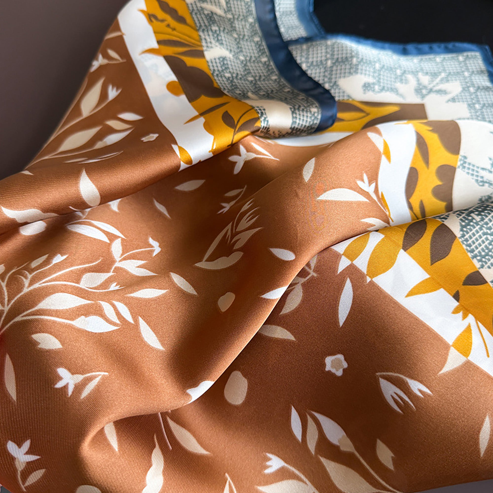 Anna-Kaci Satin Square Scarf with Botanical Print Soft Accessory 27.5¡Á27.5inches