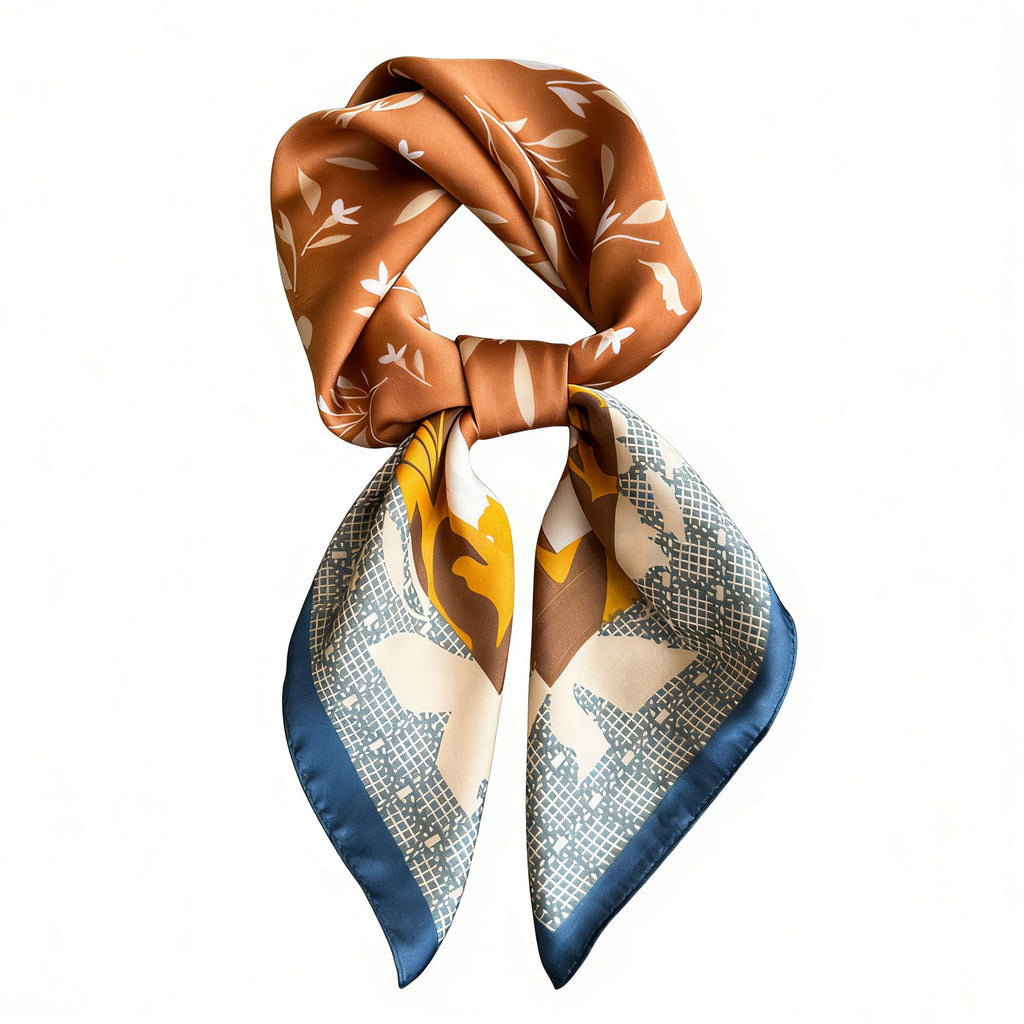 Anna-Kaci Satin Square Scarf with Botanical Print Soft Accessory 27.5¡Á27.5inches