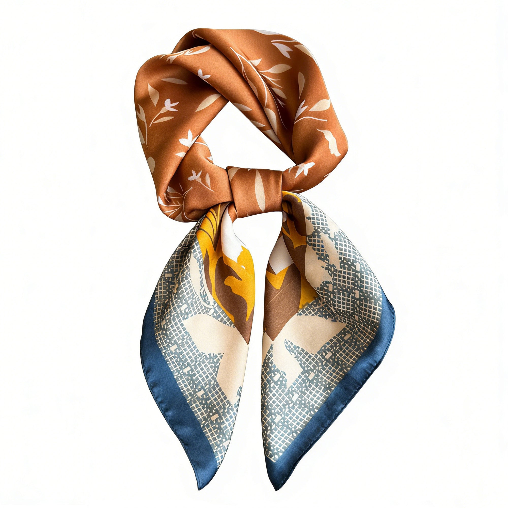 Anna-Kaci Satin Square Scarf with Botanical Print Soft Accessory 27.5¡Á27.5inches