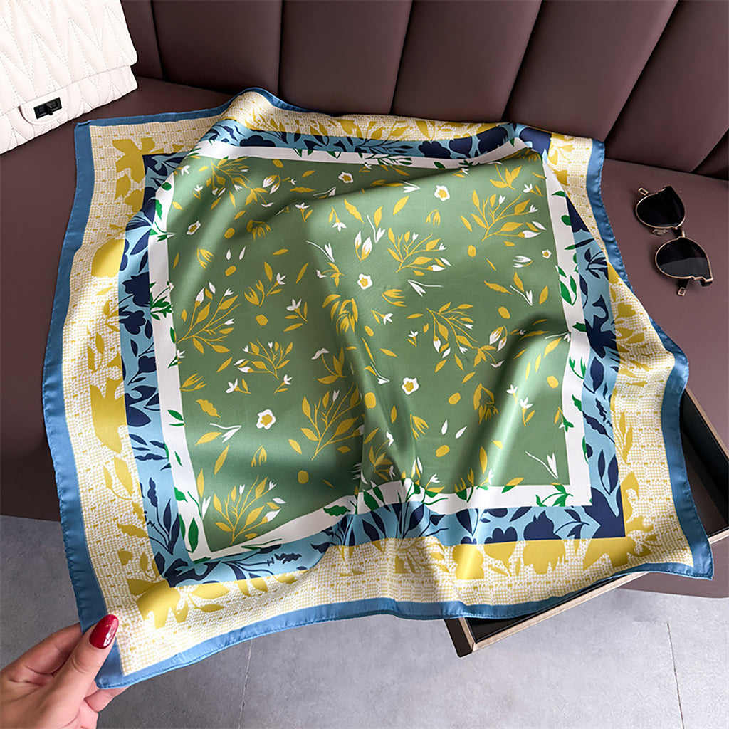 Anna-Kaci Satin Square Scarf with Botanical Print Soft Accessory 27.5¡Á27.5inches