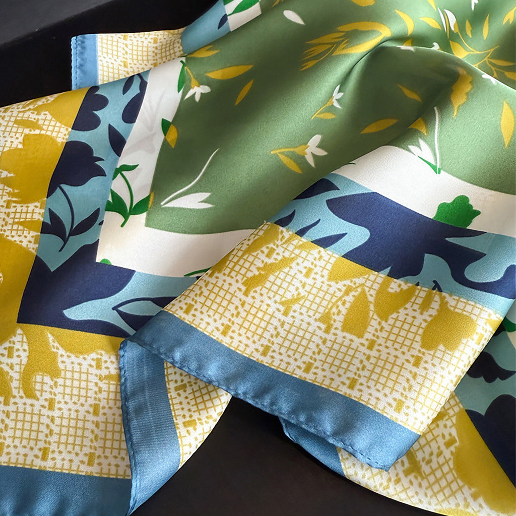 Anna-Kaci Satin Square Scarf with Botanical Print Soft Accessory 27.5¡Á27.5inches