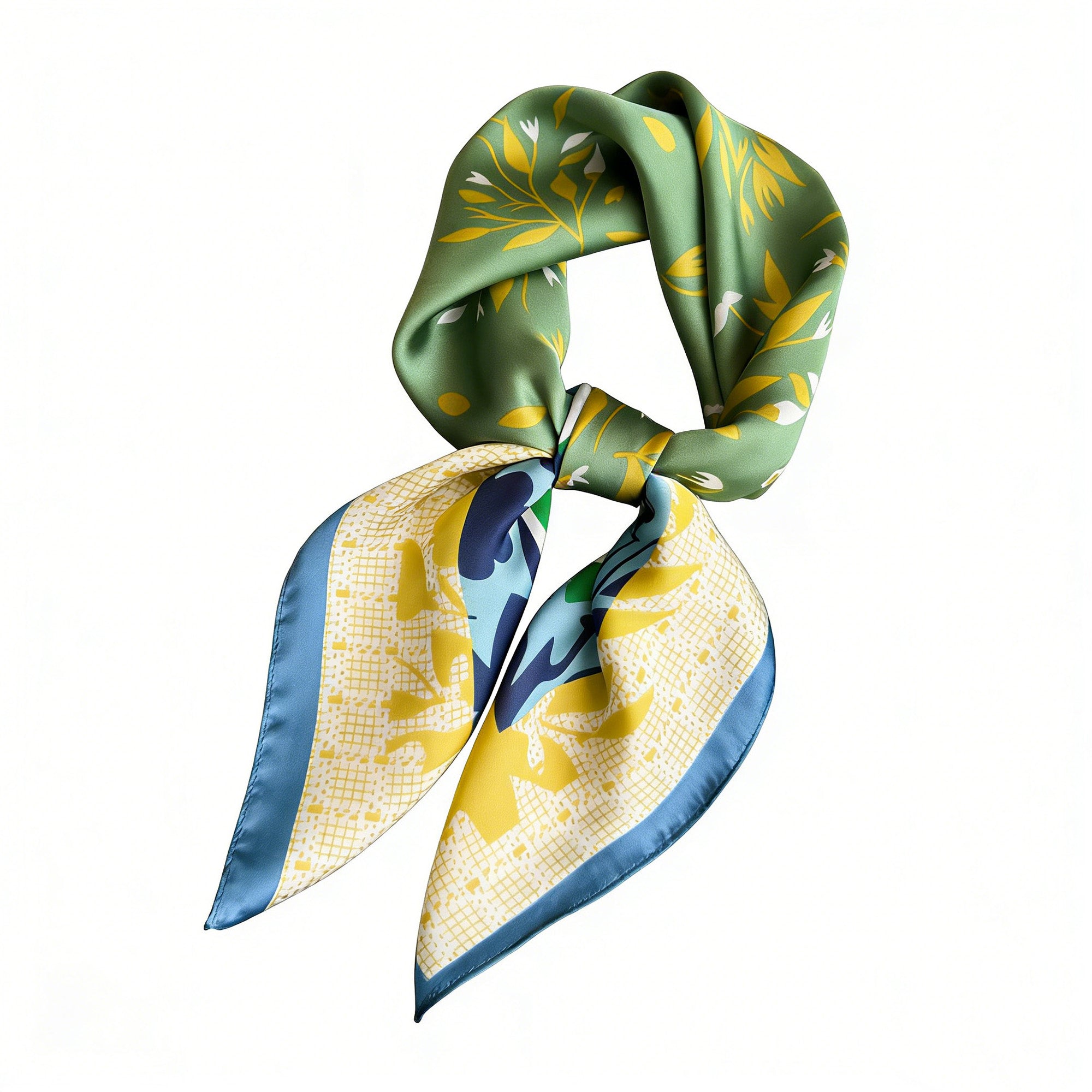 Anna-Kaci Satin Square Scarf with Botanical Print Soft Accessory 27.5¡Á27.5inches