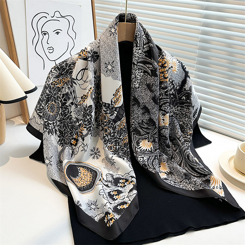 Anna-Kaci Womens Satin Square Scarf with Vintage Floral Print 35.4¡Á35.4inches