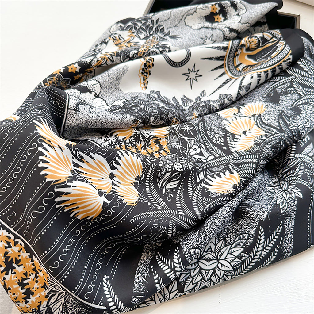 Anna-Kaci Womens Satin Square Scarf with Vintage Floral Print 35.4¡Á35.4inches