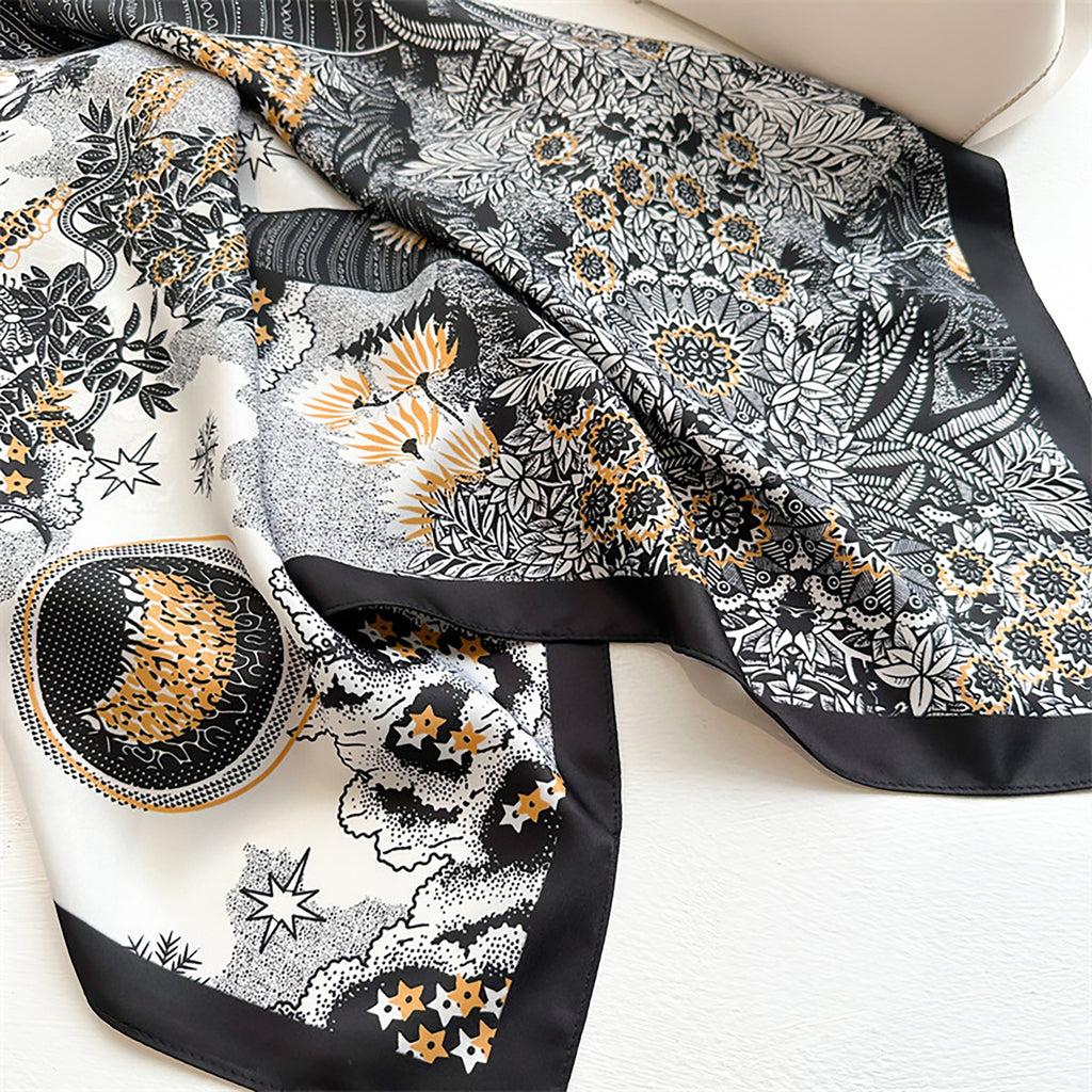 Anna-Kaci Womens Satin Square Scarf with Vintage Floral Print 35.4¡Á35.4inches