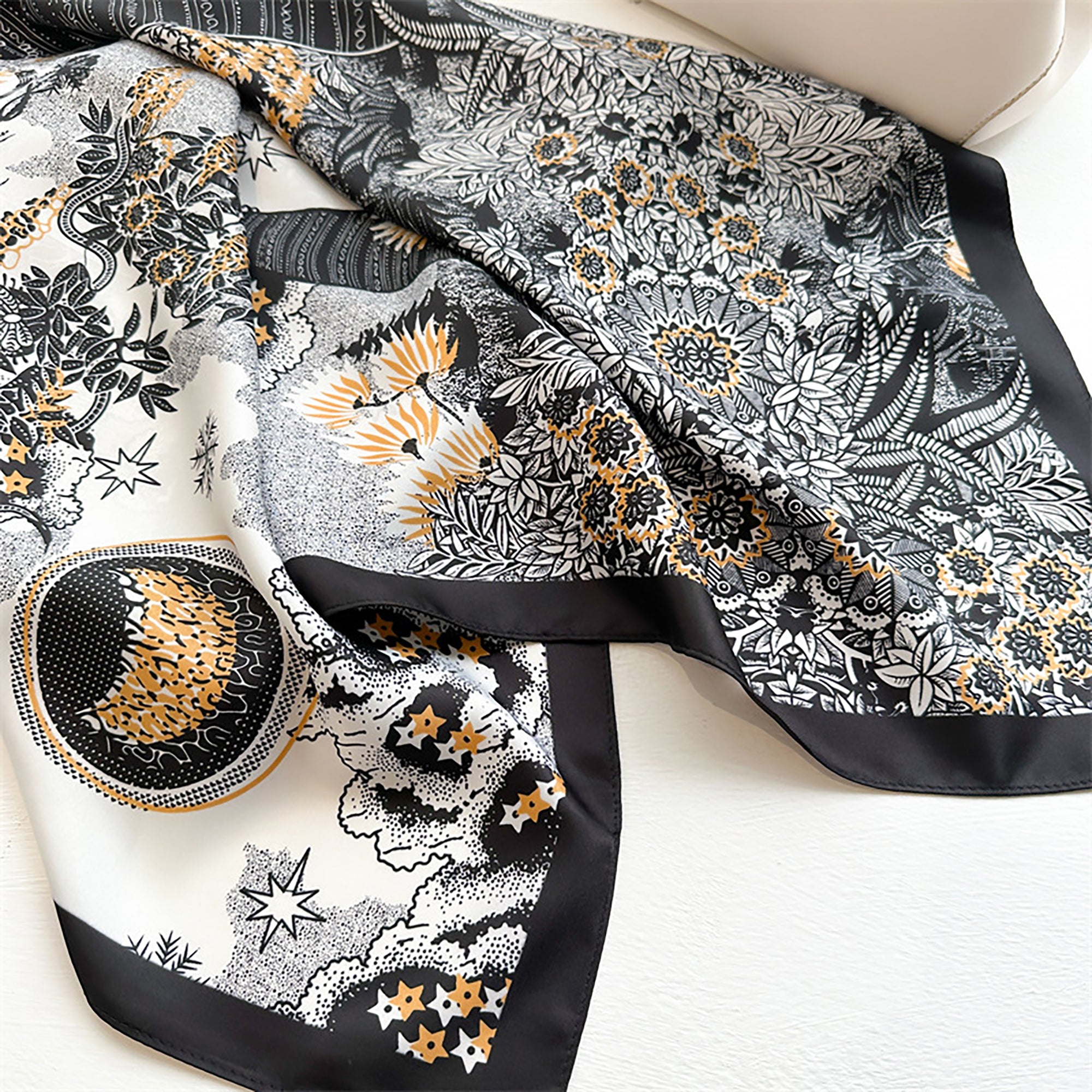 Anna-Kaci Womens Satin Square Scarf with Vintage Floral Print 35.4¡Á35.4inches