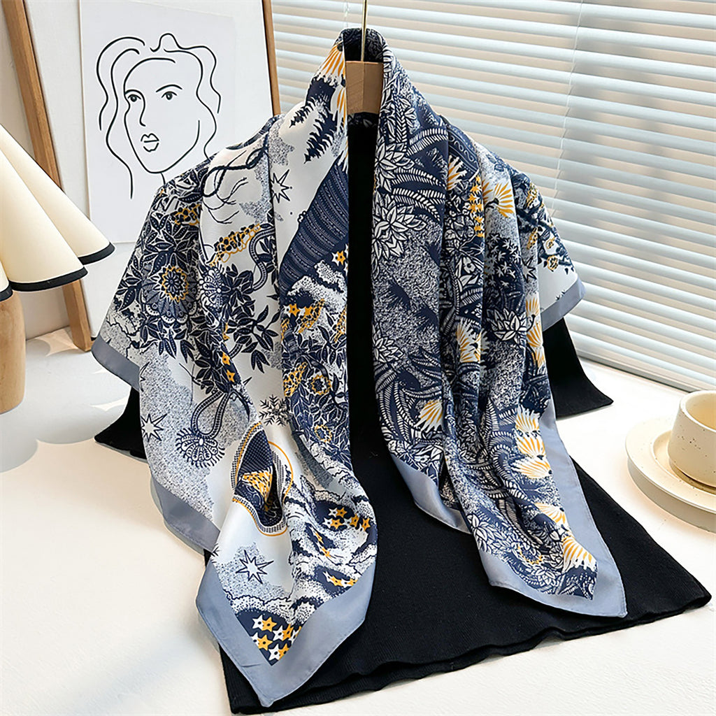Anna-Kaci Womens Satin Square Scarf with Vintage Floral Print 35.4¡Á35.4inches