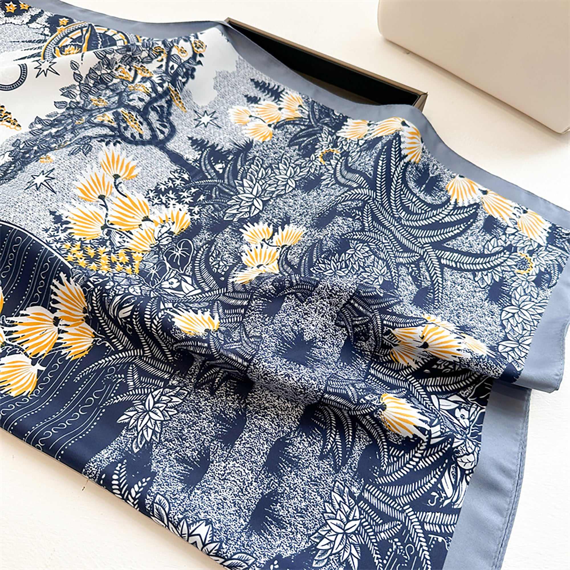 Anna-Kaci Womens Satin Square Scarf with Vintage Floral Print 35.4¡Á35.4inches