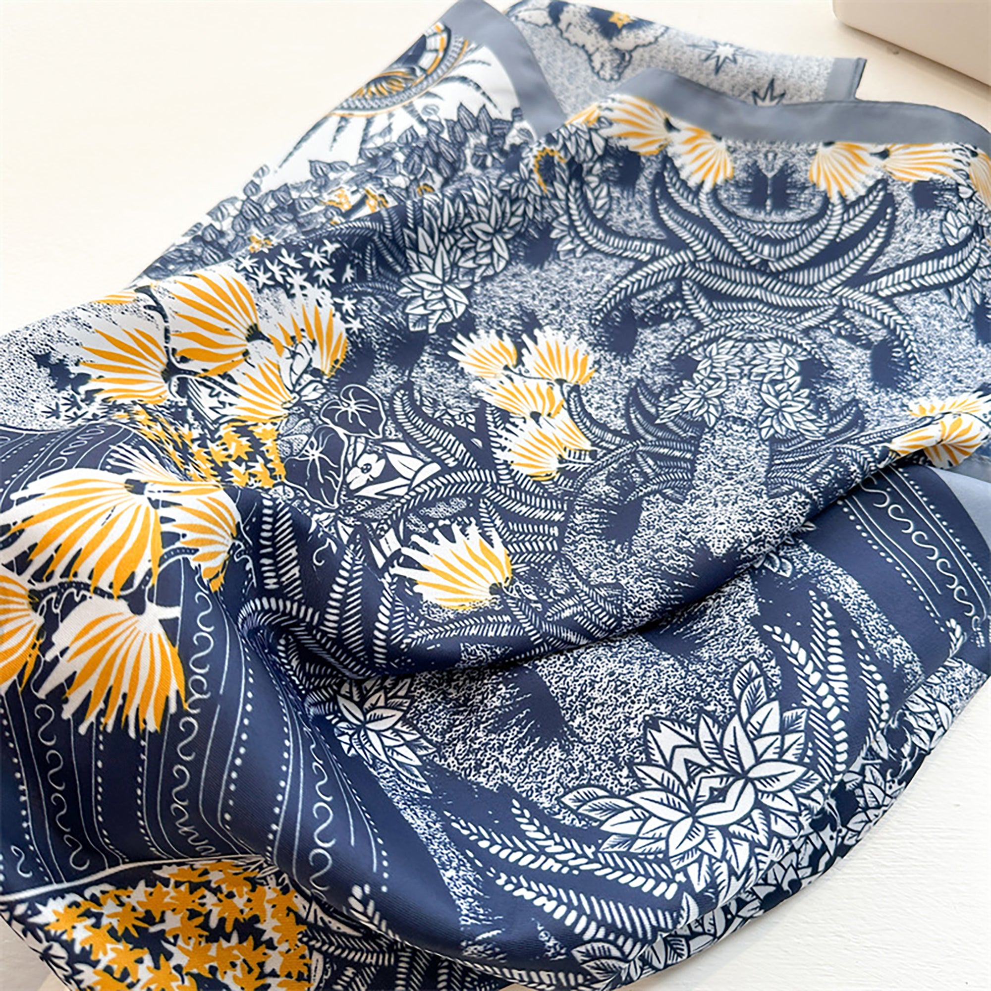 Anna-Kaci Womens Satin Square Scarf with Vintage Floral Print 35.4¡Á35.4inches