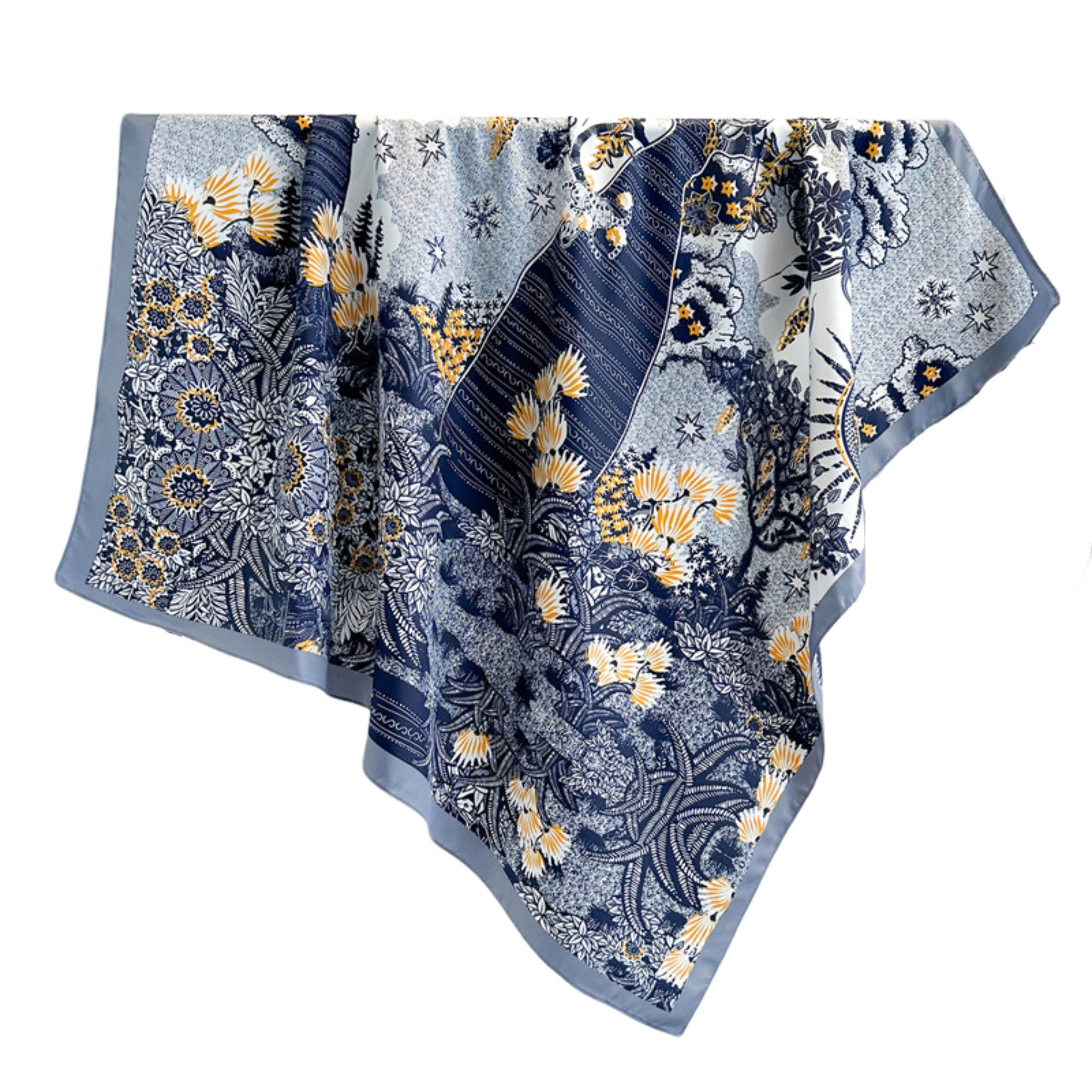 Anna-Kaci Womens Satin Square Scarf with Vintage Floral Print 35.4¡Á35.4inches