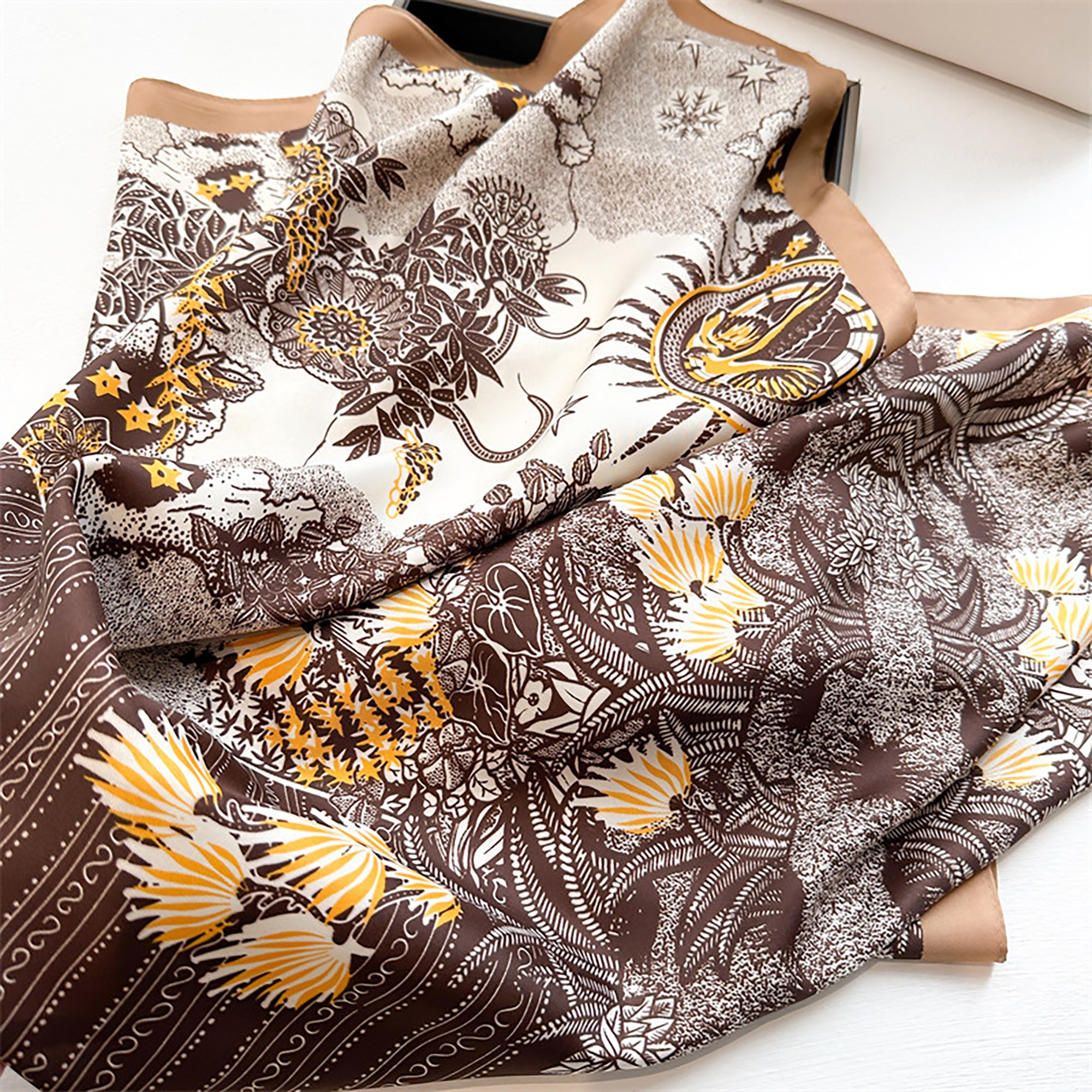 Anna-Kaci Womens Satin Square Scarf with Vintage Floral Print 35.4¡Á35.4inches