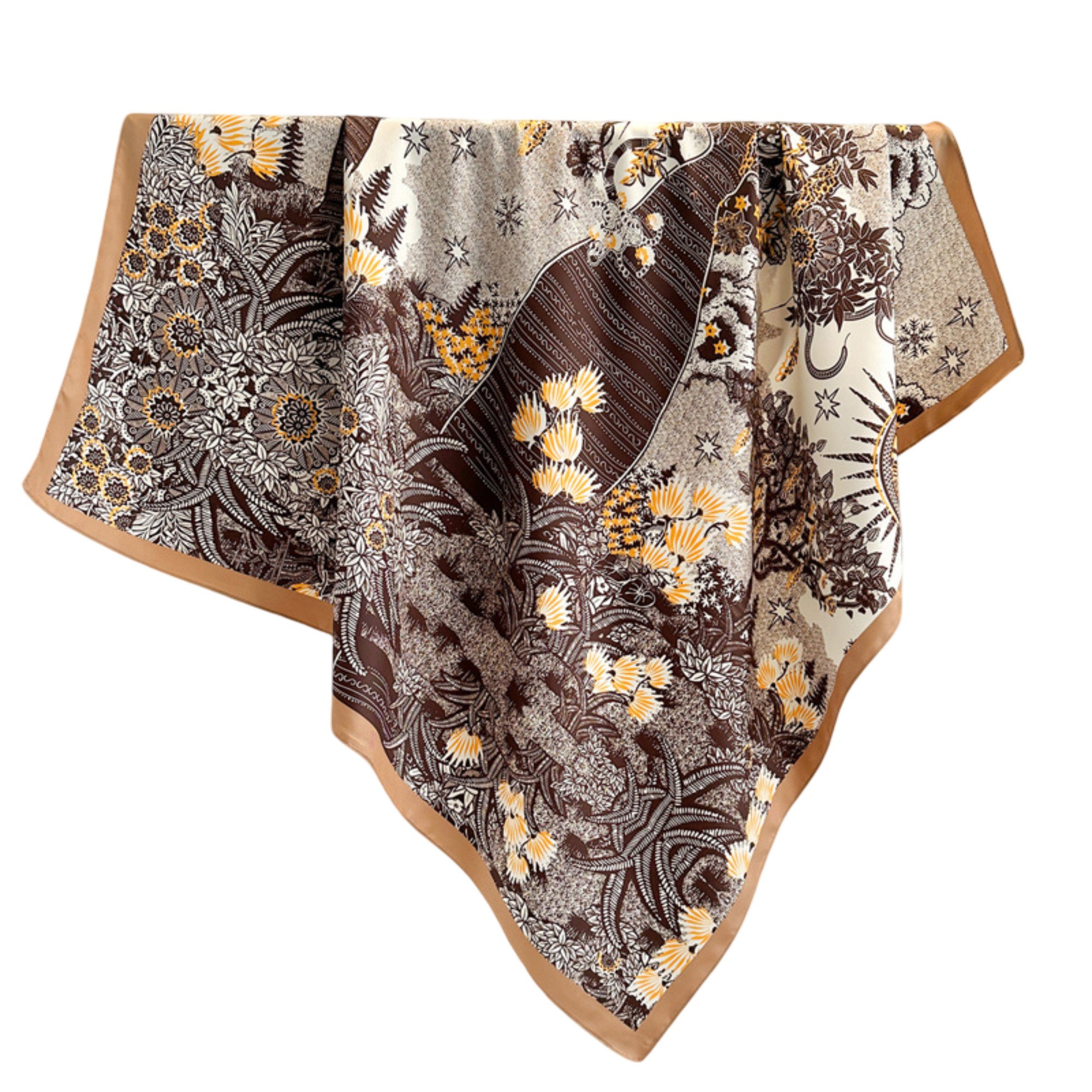 Anna-Kaci Womens Satin Square Scarf with Vintage Floral Print 35.4¡Á35.4inches