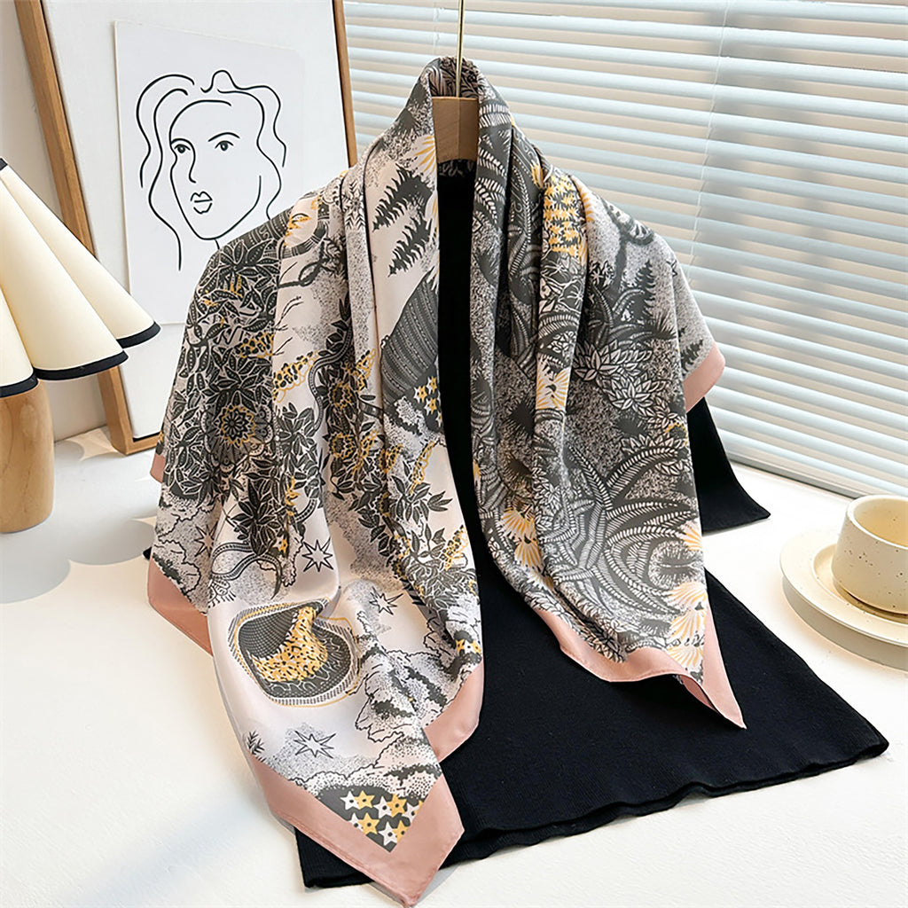 Anna-Kaci Womens Satin Square Scarf with Vintage Floral Print 35.4¡Á35.4inches