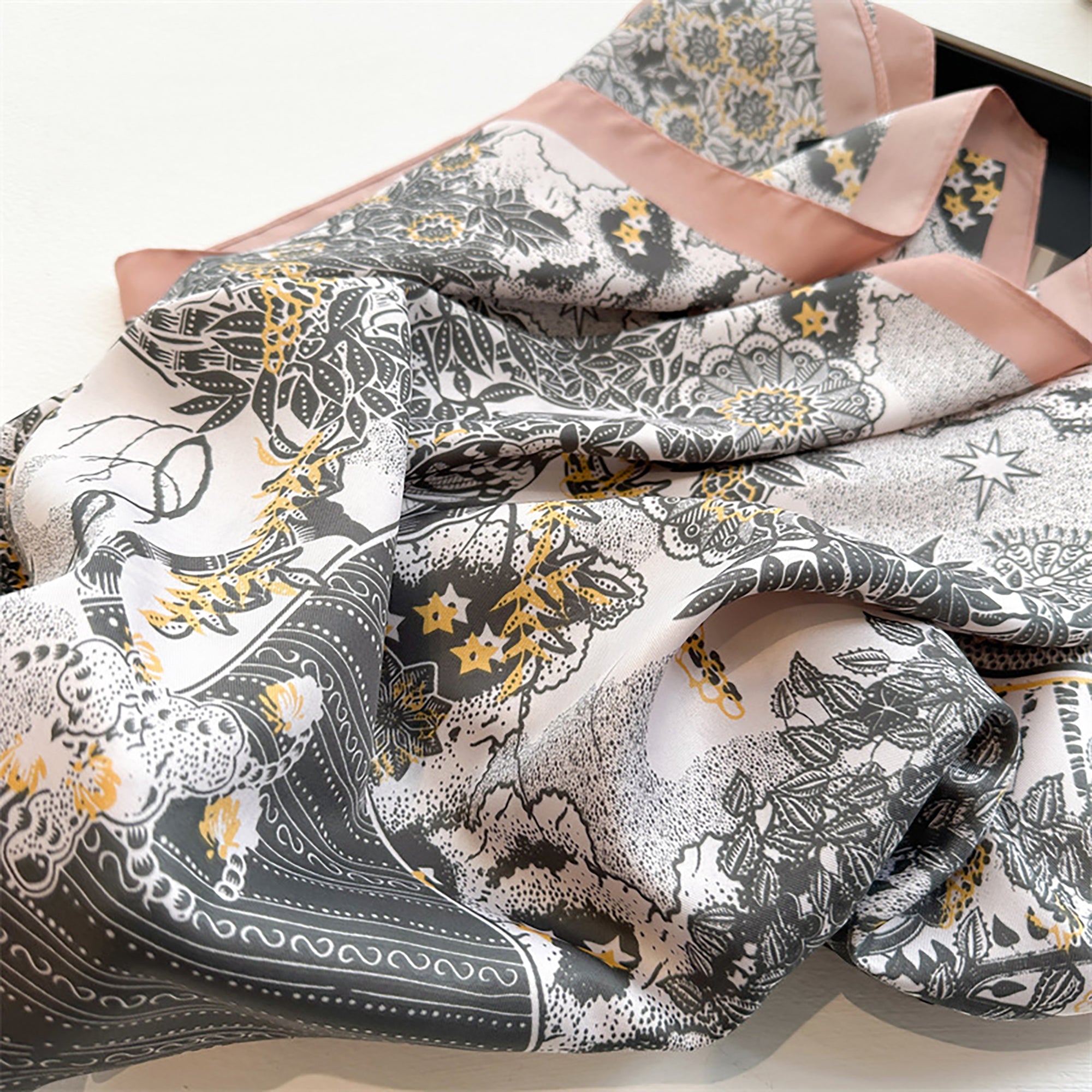 Anna-Kaci Womens Satin Square Scarf with Vintage Floral Print 35.4¡Á35.4inches