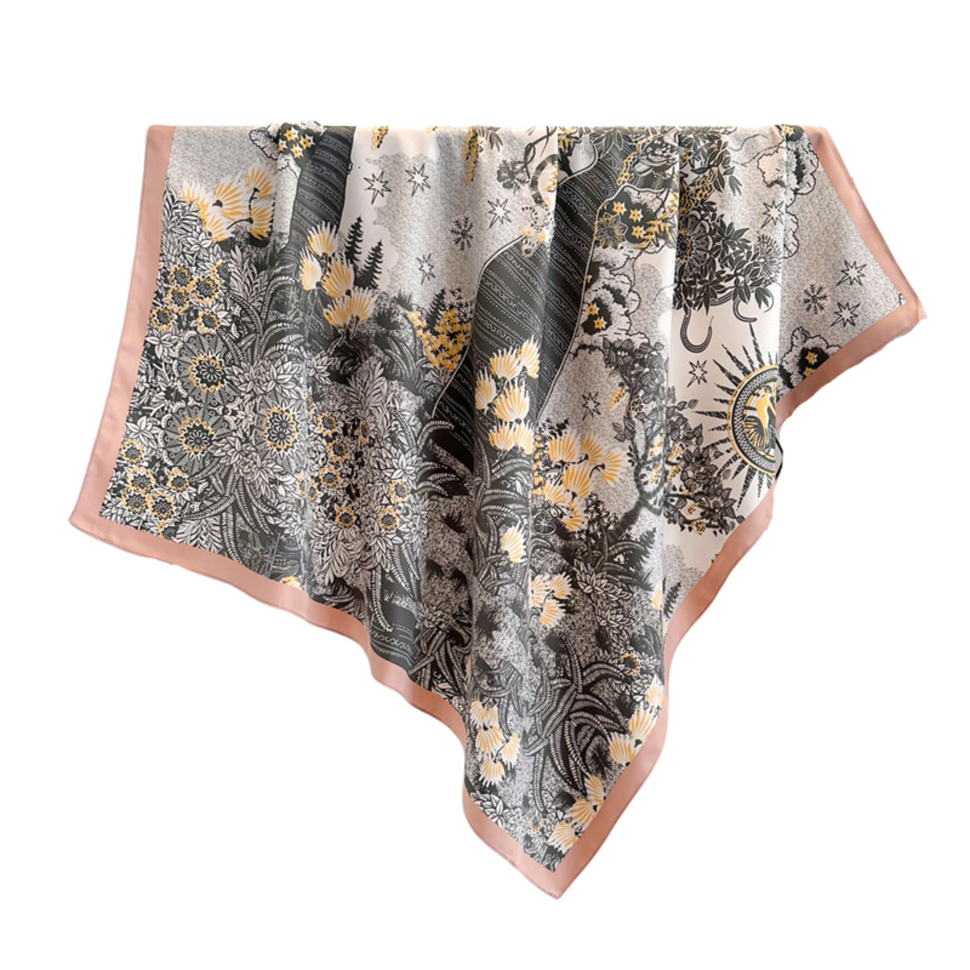 Anna-Kaci Womens Satin Square Scarf with Vintage Floral Print 35.4¡Á35.4inches