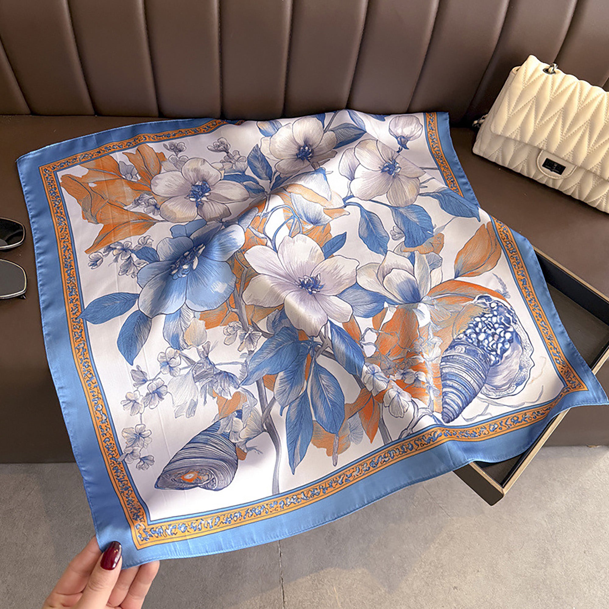 Anna-Kaci Womens Floral Square Scarf Lightweight Fashion Accessory 27.5¡Á27.5inches