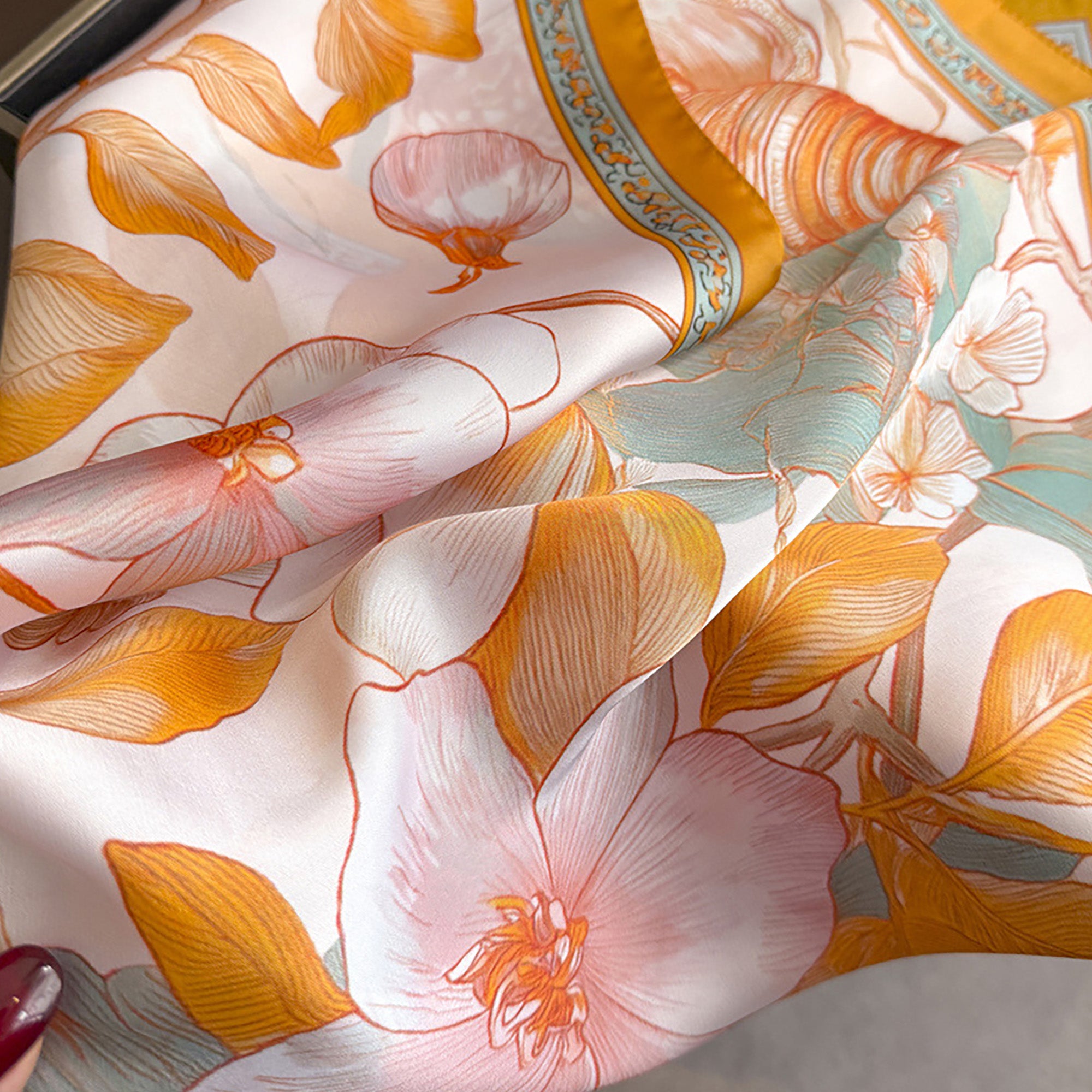 Anna-Kaci Womens Floral Square Scarf Lightweight Fashion Accessory 27.5¡Á27.5inches