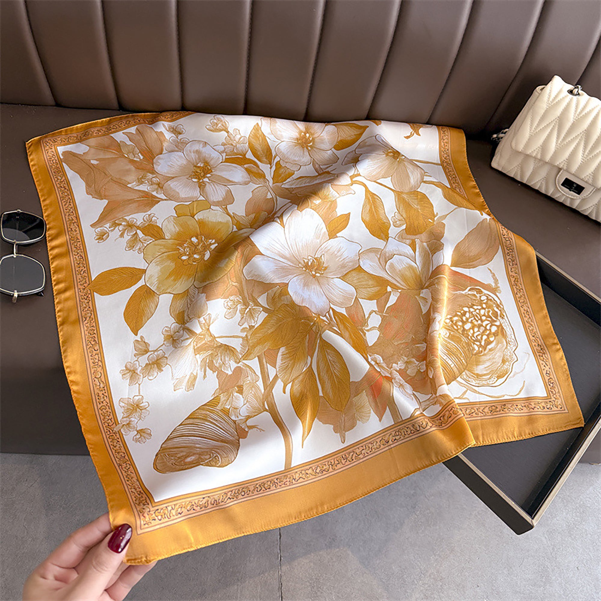 Anna-Kaci Womens Floral Square Scarf Lightweight Fashion Accessory 27.5¡Á27.5inches