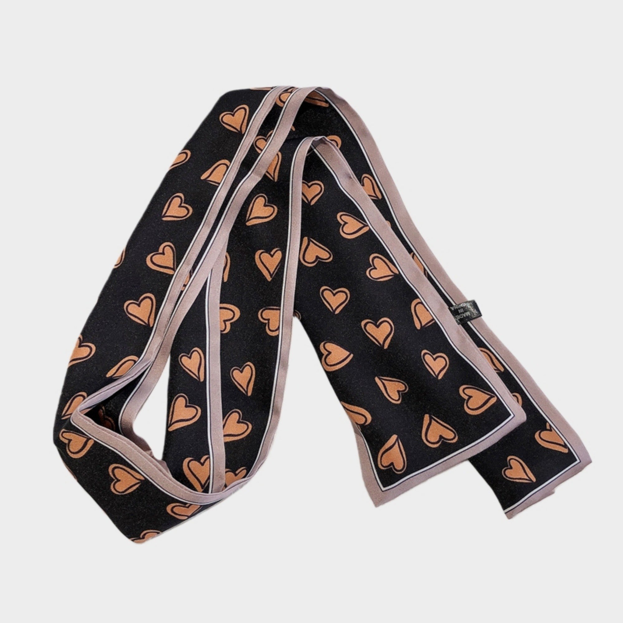 Anna-Kaci Women's 5 Pack Heart Print Satin Scarf Ribbon Slim Lightweight Fabric Neck Hair Bag Accessory 35.5x2.5in